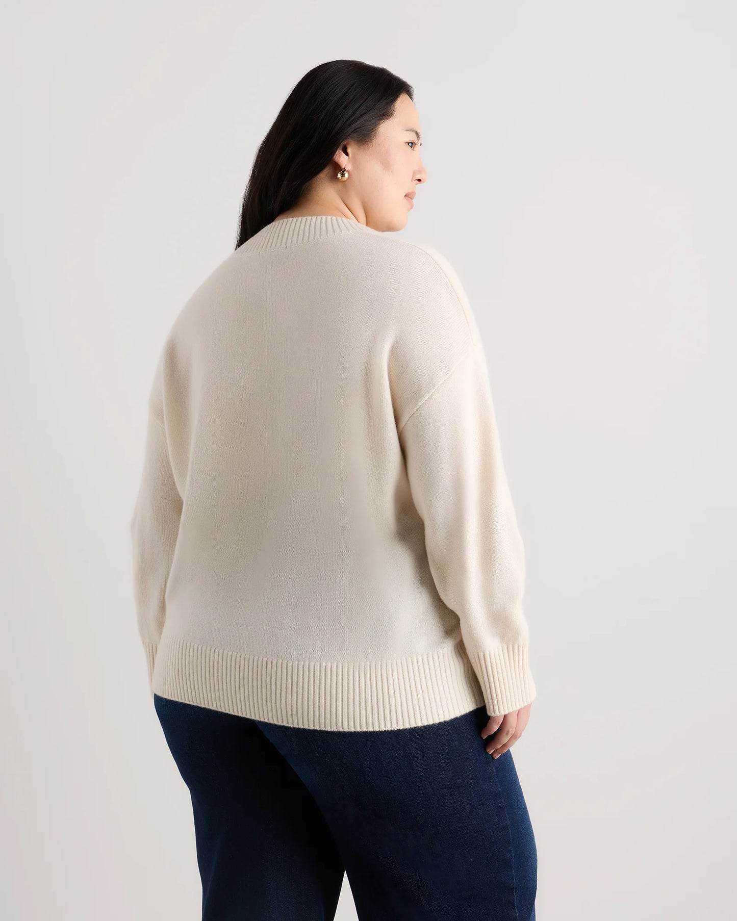 Mongolian Cashmere Oversized V-Neck Sweater - 1X / Pale Custard Yellow