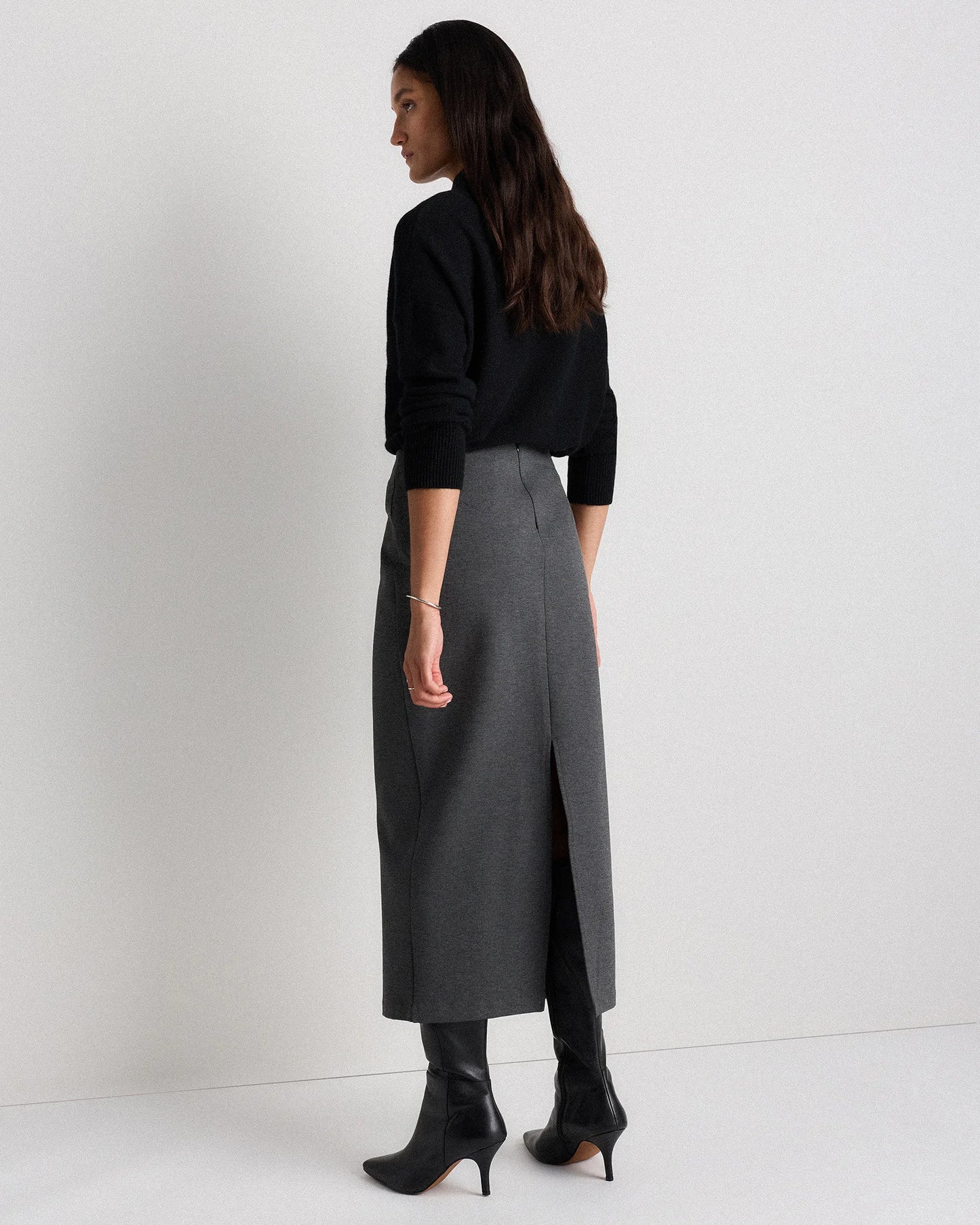 Ultra-Stretch Ponte Maxi Pencil Skirt - XS / Navy