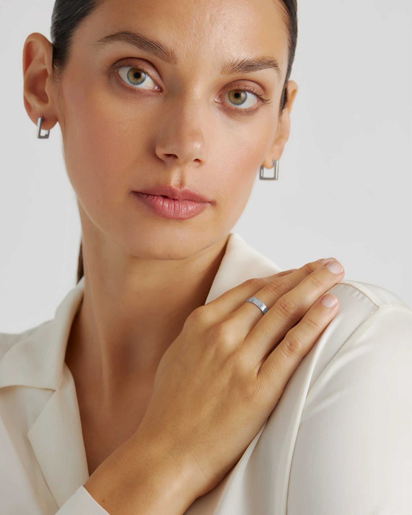 14K Gold Lightweight Flat Edge Band - 4 / White Gold