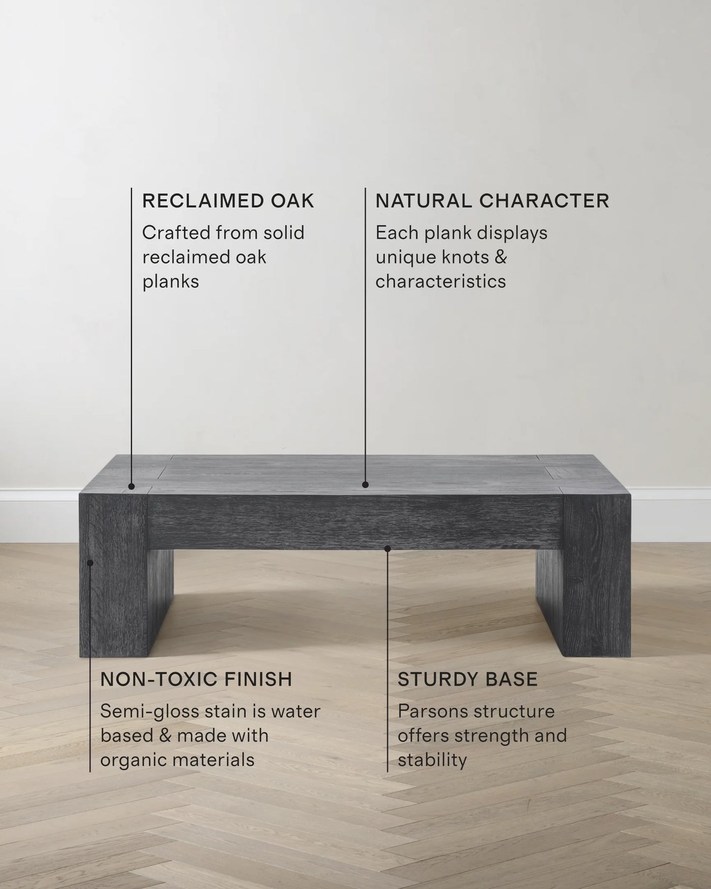 Reclaimed Oak Waterfall Coffee Table - 60" / Weathered Oak