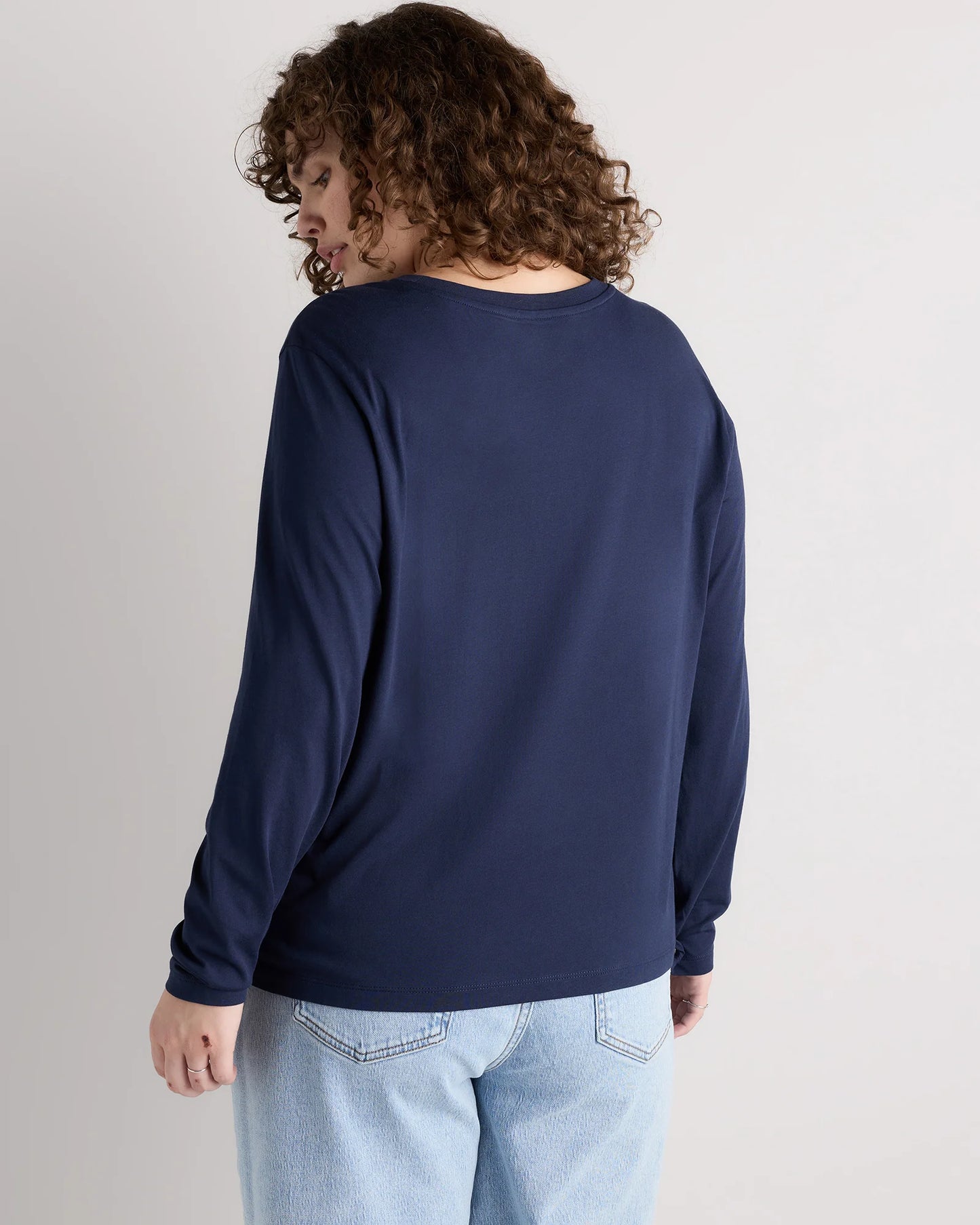 Cotton Modal Long Sleeve Tee - 1X / Black