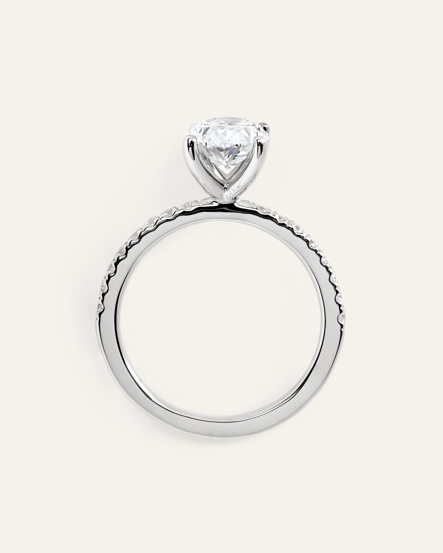 Lab Grown Diamond Oval Petite Pave Engagement Ring - 2.5ct - 4 / Yellow Gold