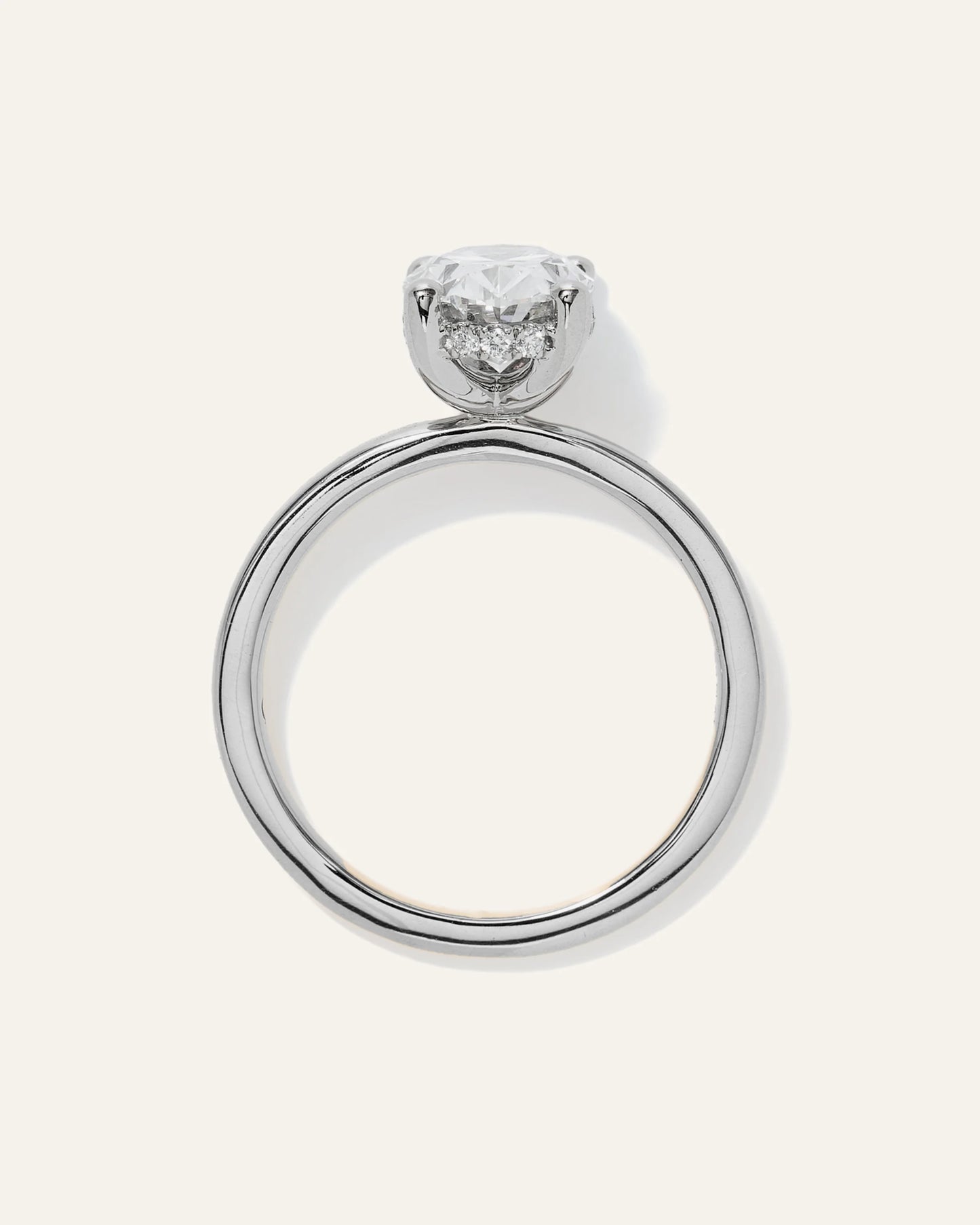 Lab Grown Diamond Oval Petite Hidden Halo Engagement Ring - 2ct - 4 / Yellow Gold