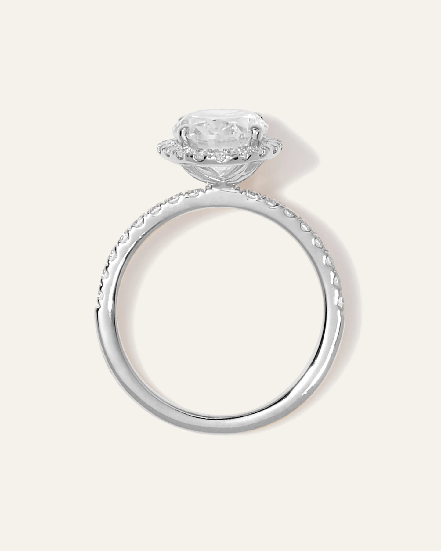 Lab Grown Diamond Oval Halo Pave Engagement Ring - 2ct - 4 / Yellow Gold