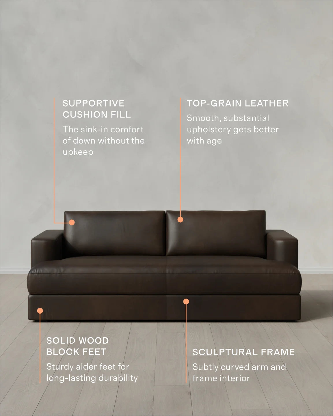 Sierra Curved Arm Sofa in Leather - 7ft / Auburn