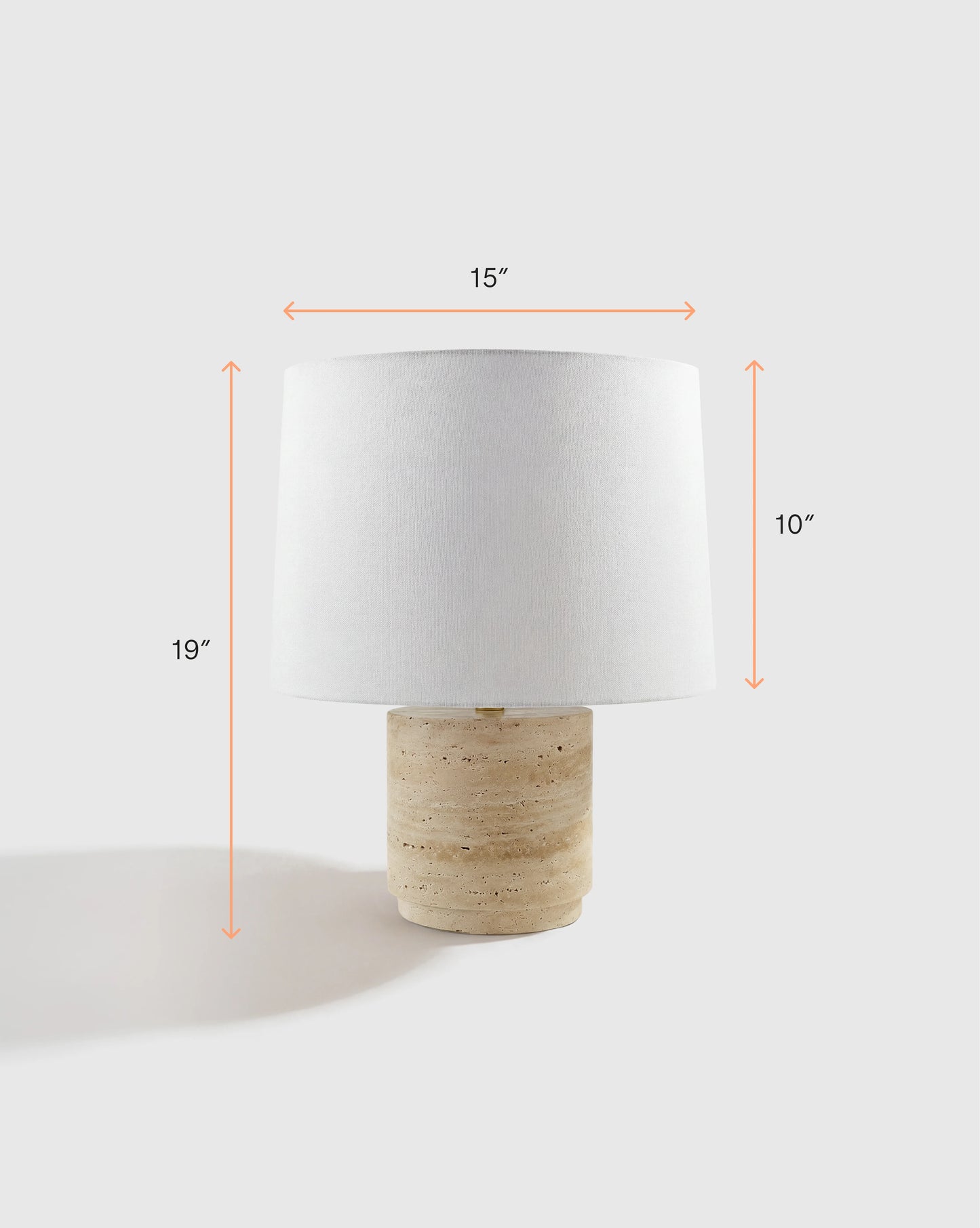 Wide Travertine Table Lamp - One Size / Beige