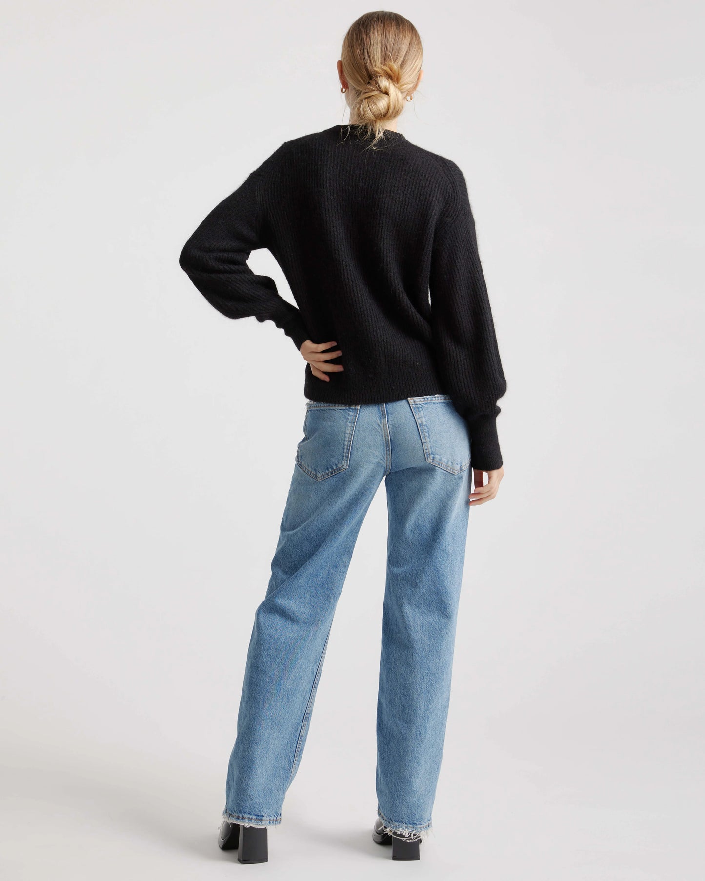 Baby Alpaca-Wool Crew - XS / Black