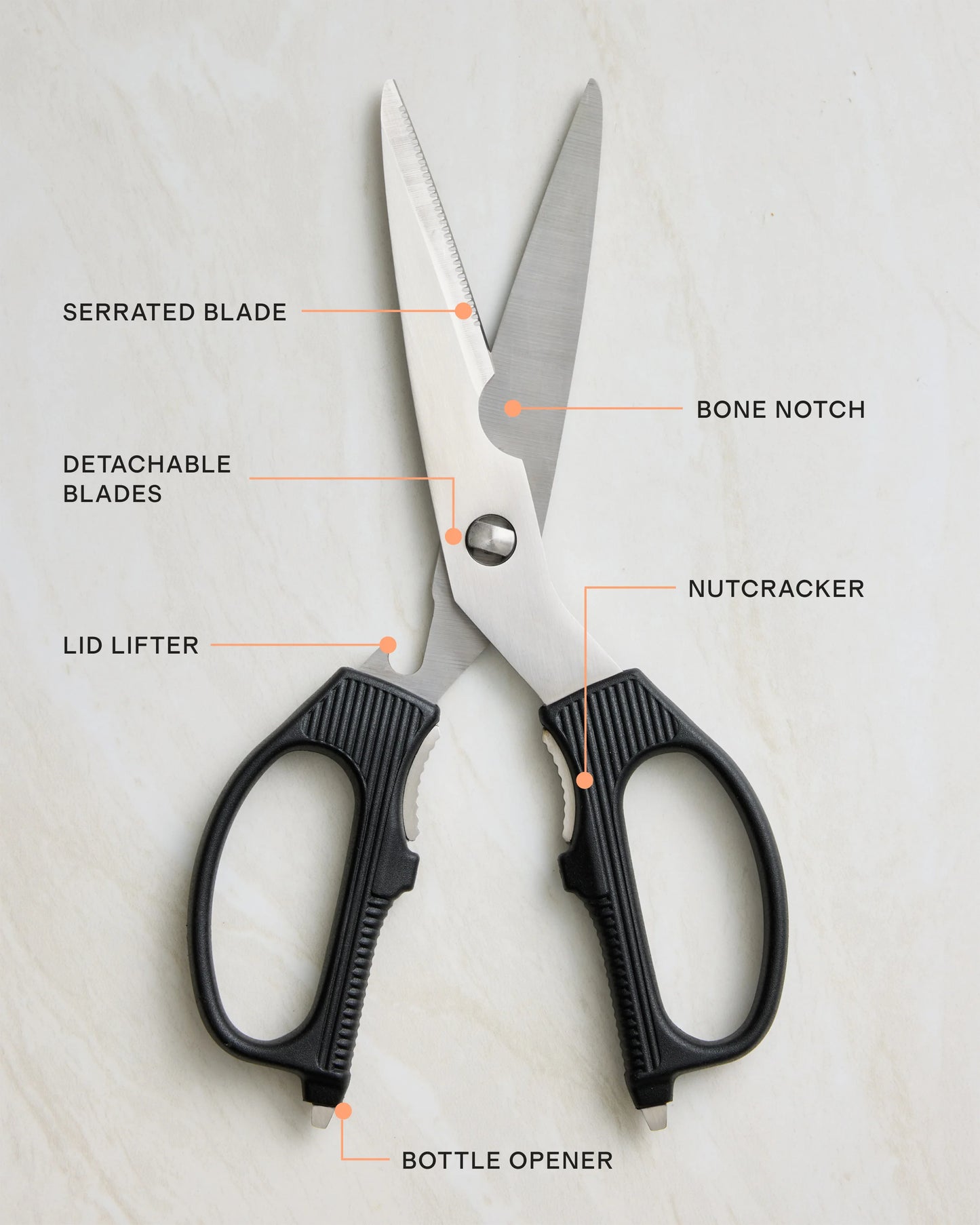 Essential Steel Kitchen Shears - One Size / Black