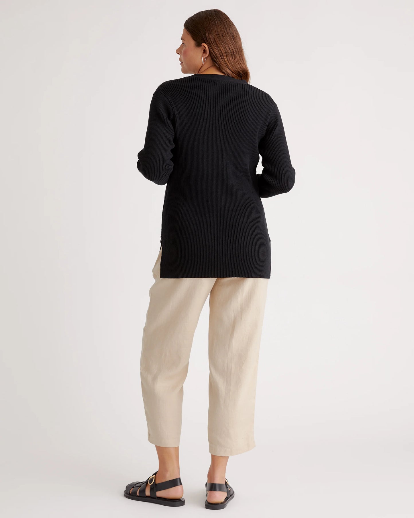 100% Organic Cotton Fisherman Side Zip Maternity & Nursing Sweater - XS / Black