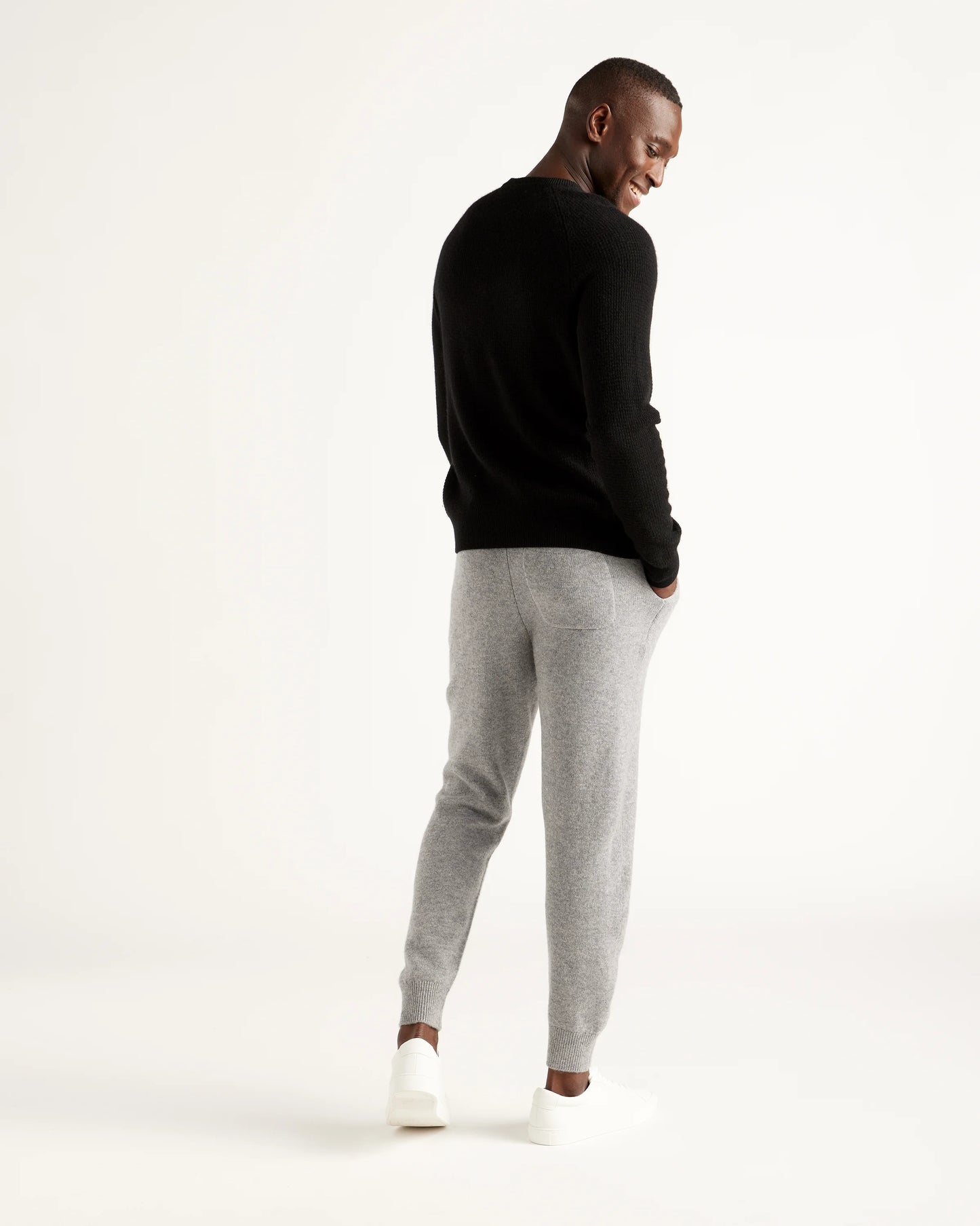 Mongolian Spring Cashmere Waffle Sweatshirt - S / Black