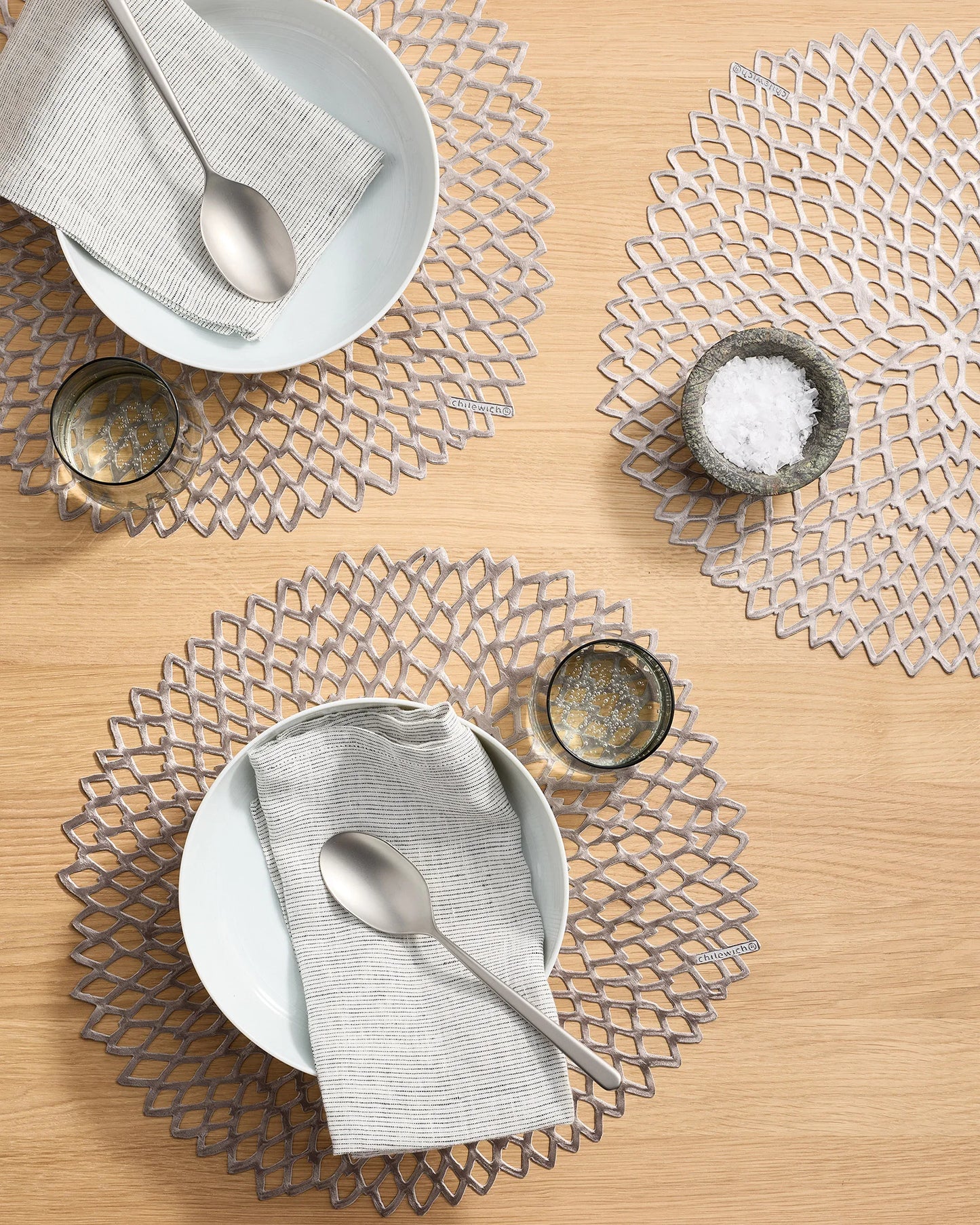 Pressed Dahlia Placemats, Set of 4 by Chilewich - One Size / Brass