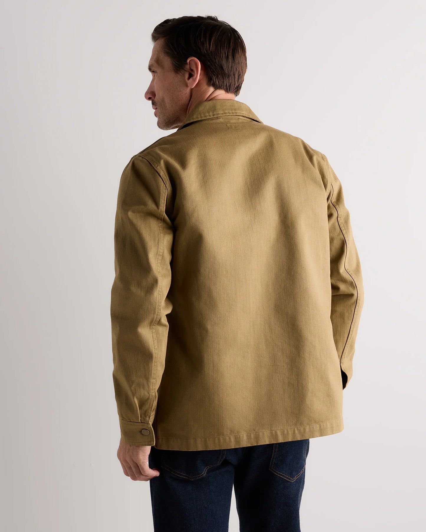 100% Organic Herringbone Twill Shirt Jacket - S / Military Olive