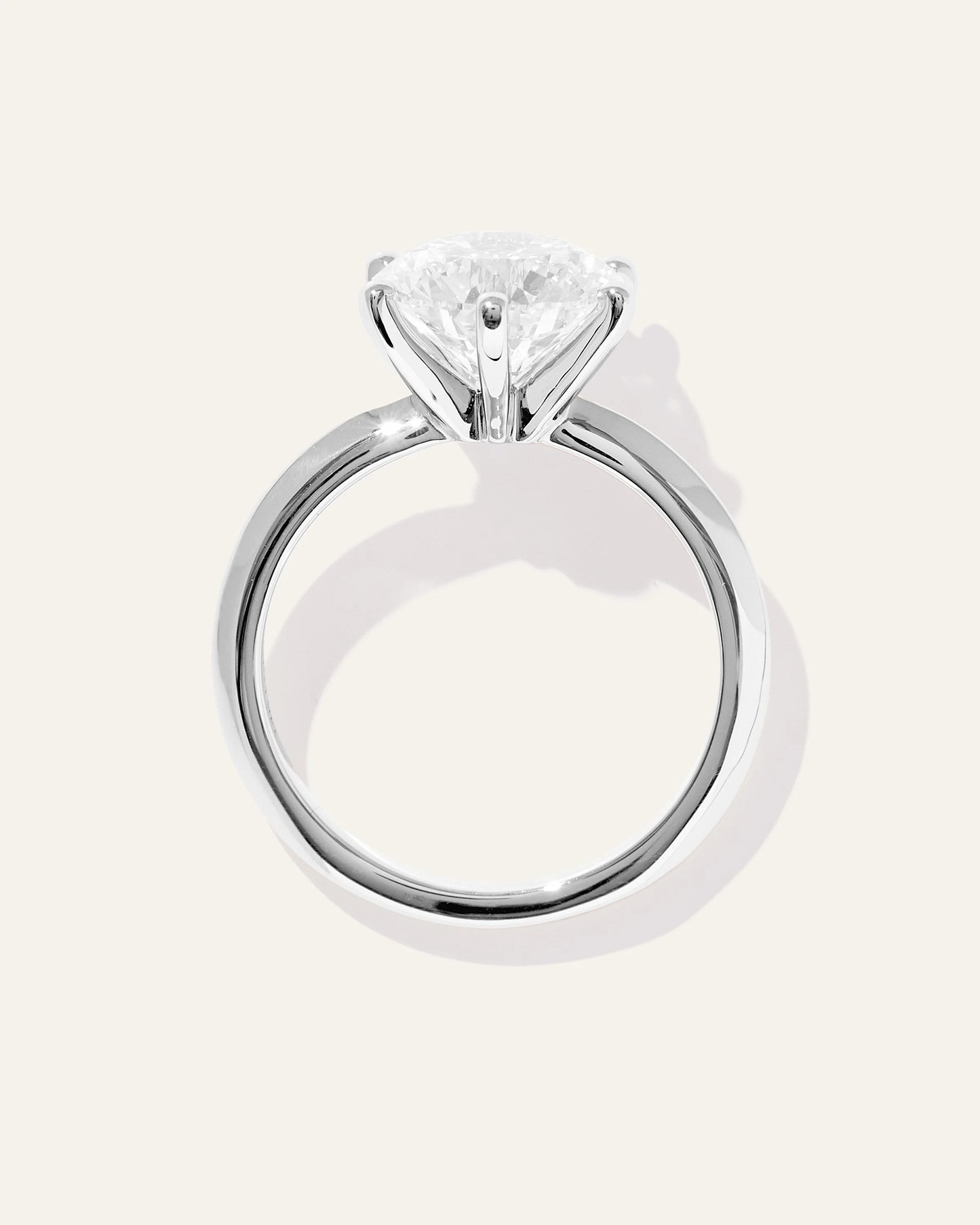 Lab Grown Diamond Round Six Prong Knife Edge Engagement Ring - 3ct - 4 / Yellow Gold