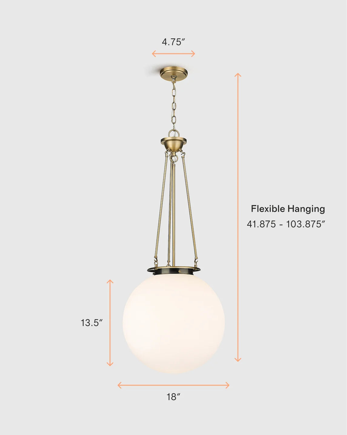 Antiqued Steel and Glass Globe Pendant Light - One Size / Brass