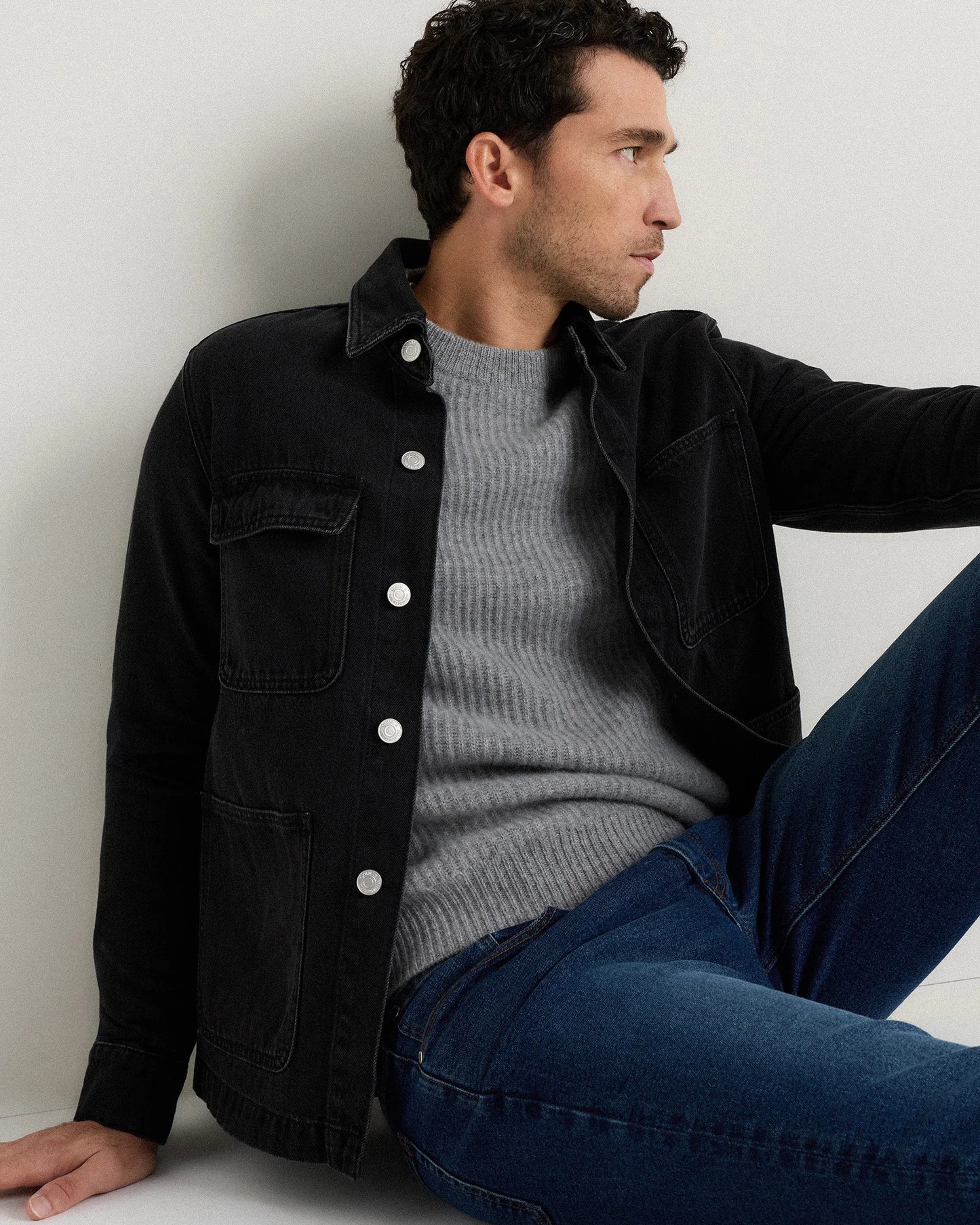 100% Organic Cotton Denim Chore Jacket - S / Dark Indigo