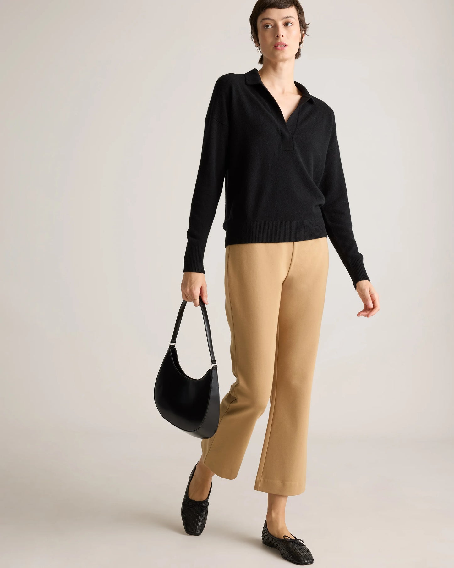 Organic Cotton Double Knit Kick Flare Pants - XS / Heather Charcoal Grey