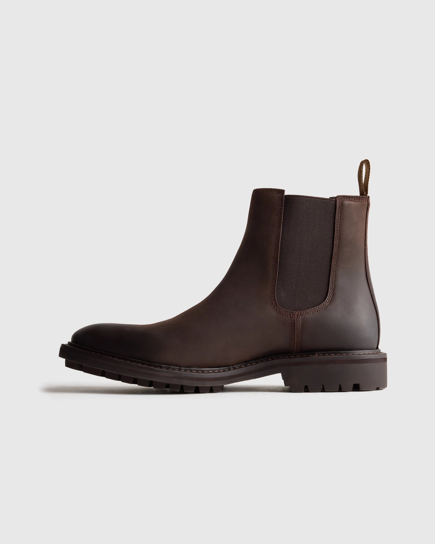 Rugged Leather Lug Sole Chelsea Boot - 7 / Firewood