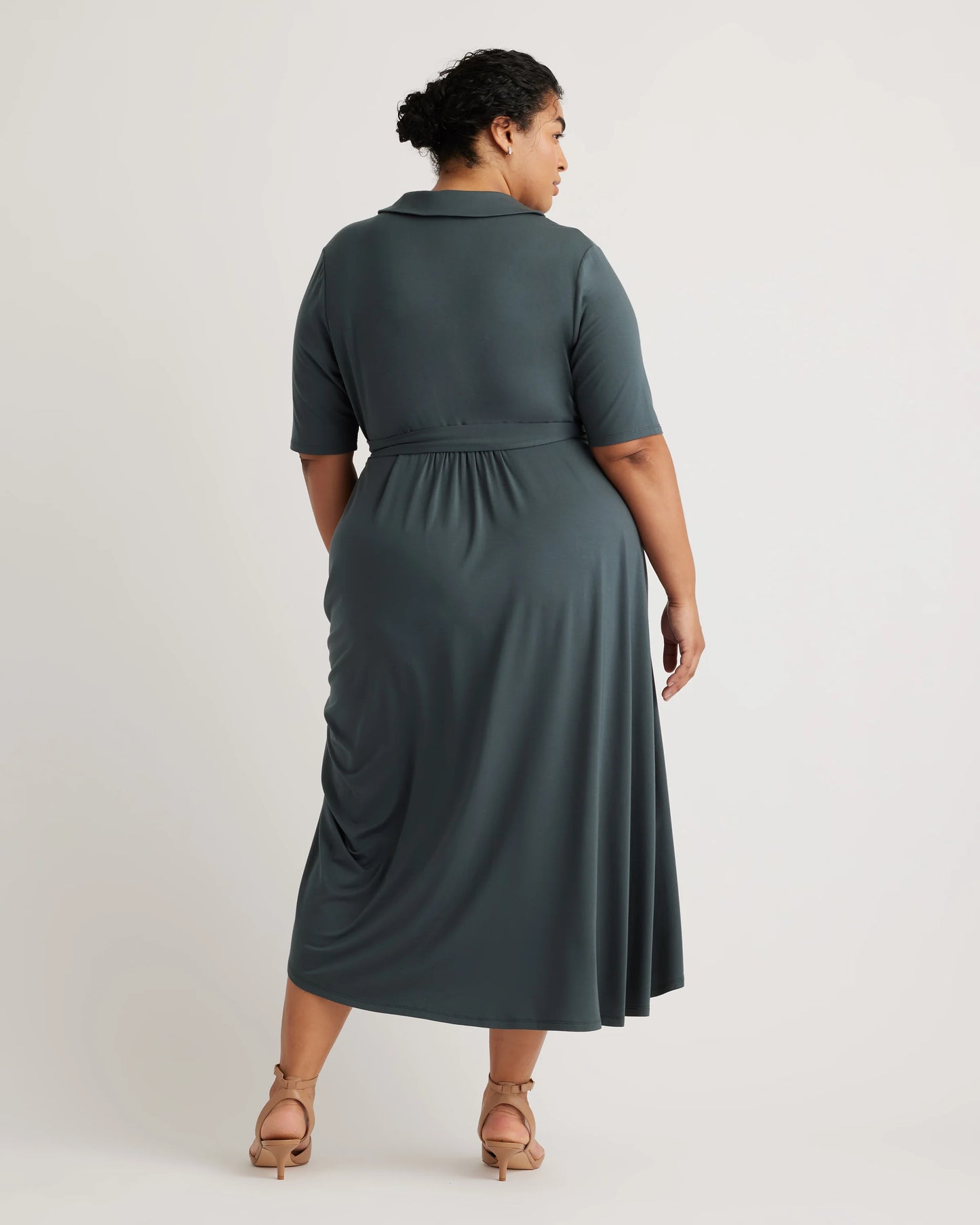 Tencel Jersey Midi Wrap Dress - 1X / Dark Olive