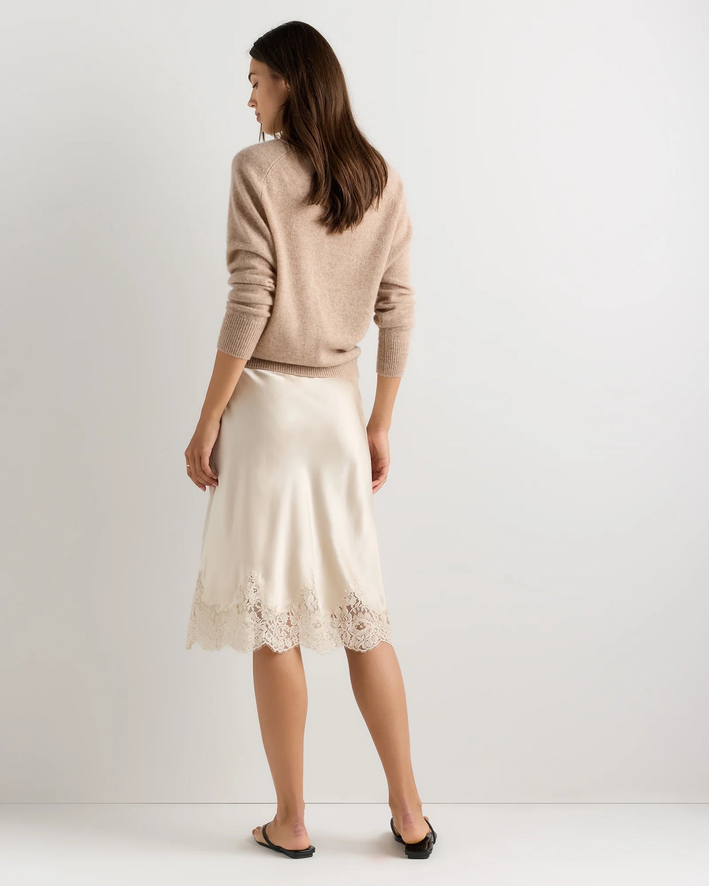 100% Washable Silk Lace Skirt - XS / Vintage Pink