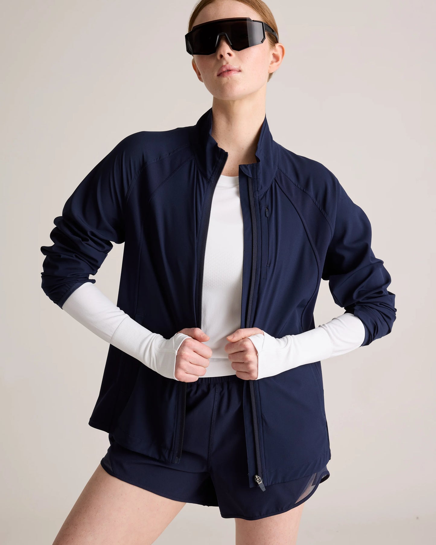 Seamless Waist-Length Long Sleeve Top - XS / Deep Navy