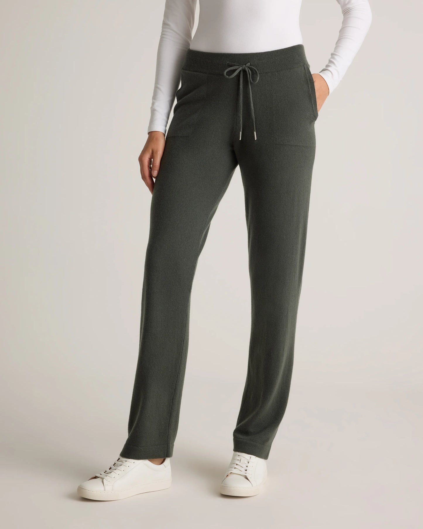 Mongolian Cashmere Straight Leg Pants - XS / Moss