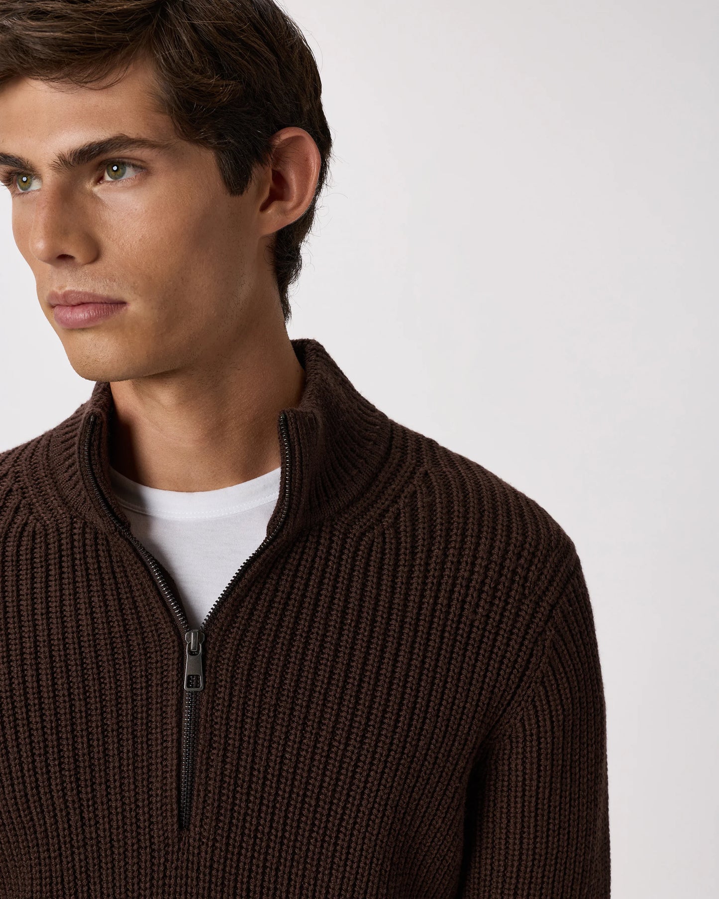 Australian Merino Wool Half Zip Sweater - S / Heather Bone