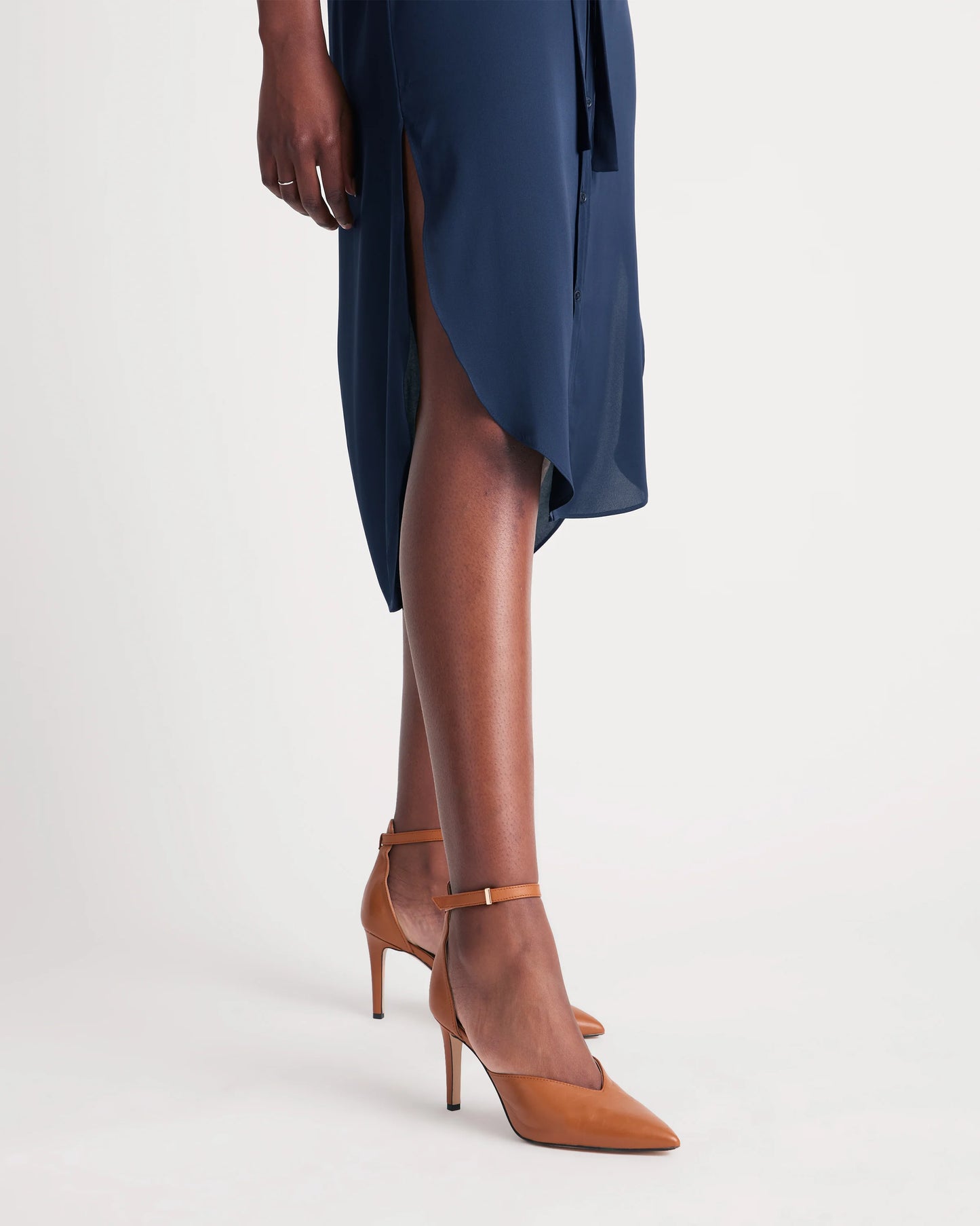 Washable Stretch Silk Midi Shirt Dress - XS / Black