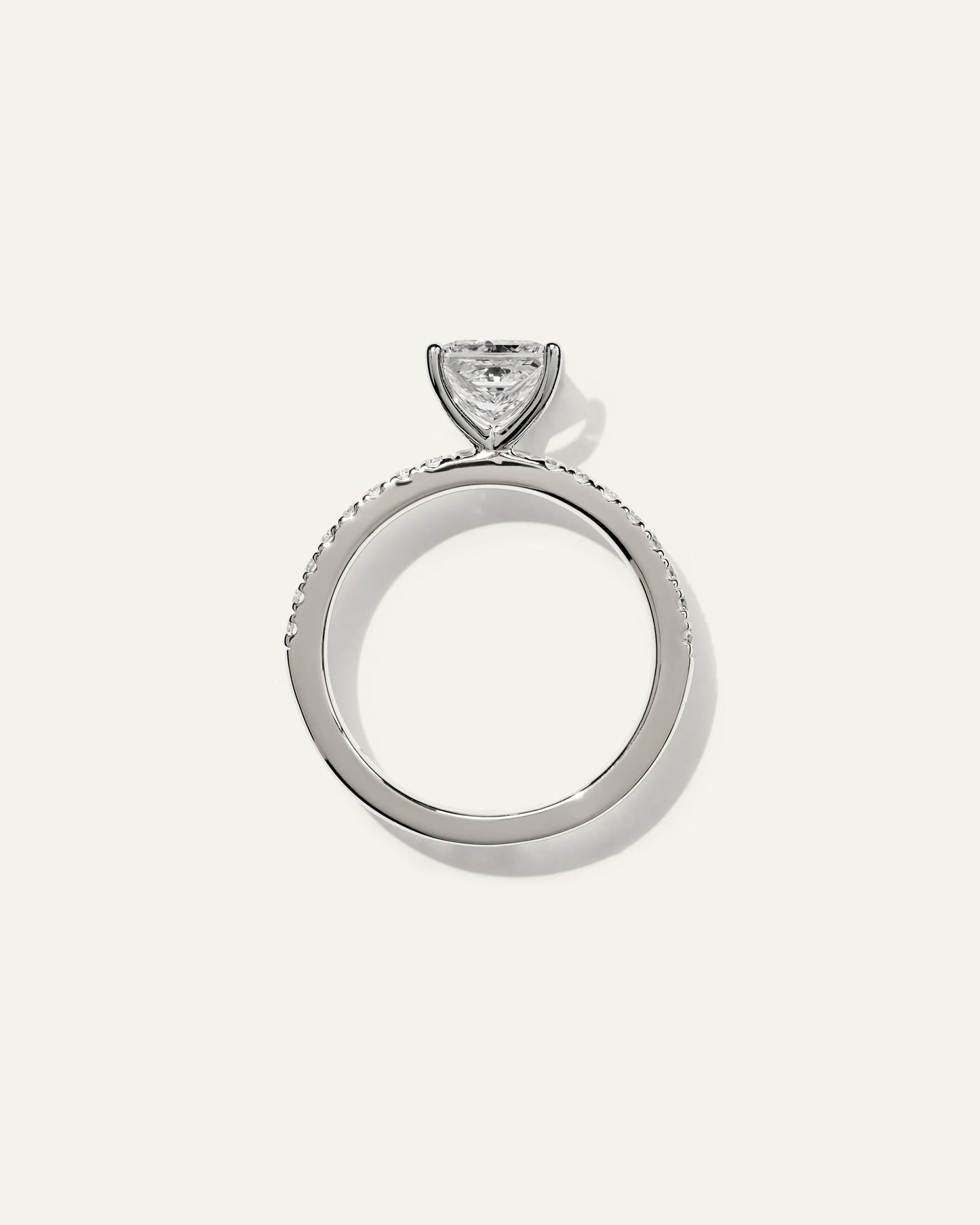 Lab Grown Diamond Princess Petite Pave Engagement Ring - 1.5ct - 4 / Yellow Gold