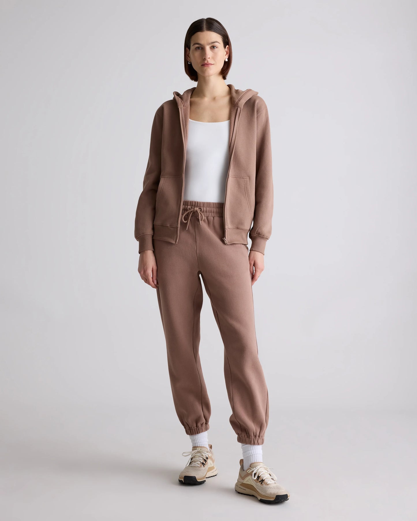 Organic Heavyweight Fleece Full Zip Hoodie - XS / Taupe