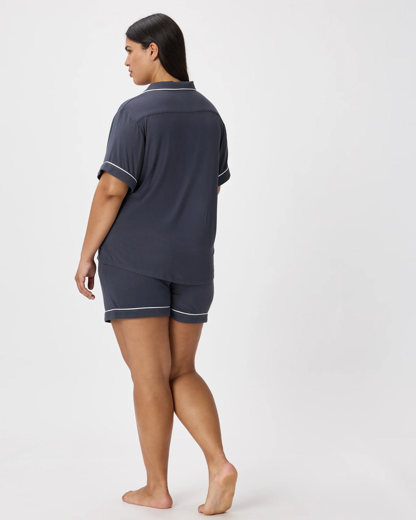 Bamboo Jersey Short Sleeve Pajama Set - XS / True Black