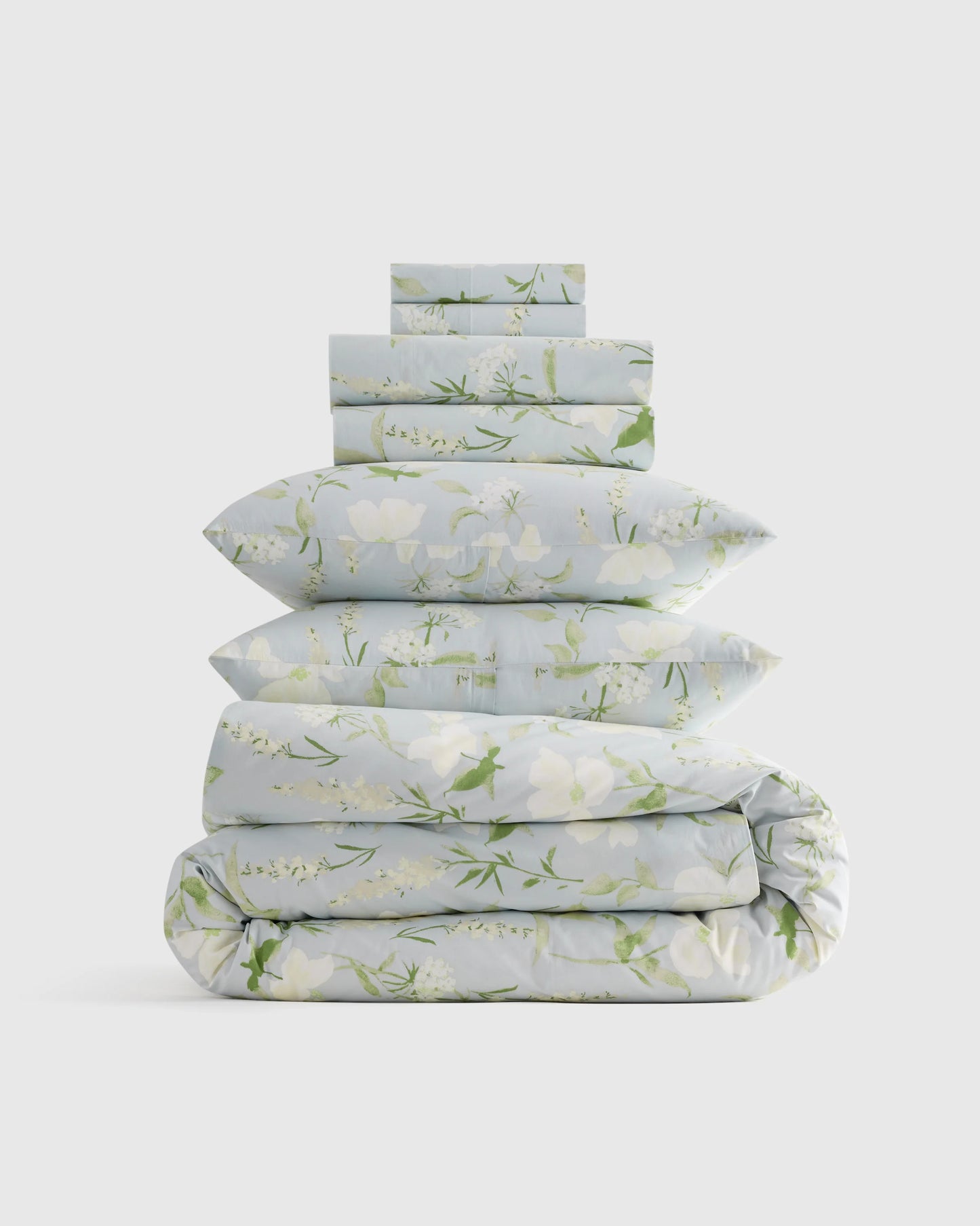 Organic Crisp Percale Floral Deluxe Bedding Bundle - Twin / Toffee Florette