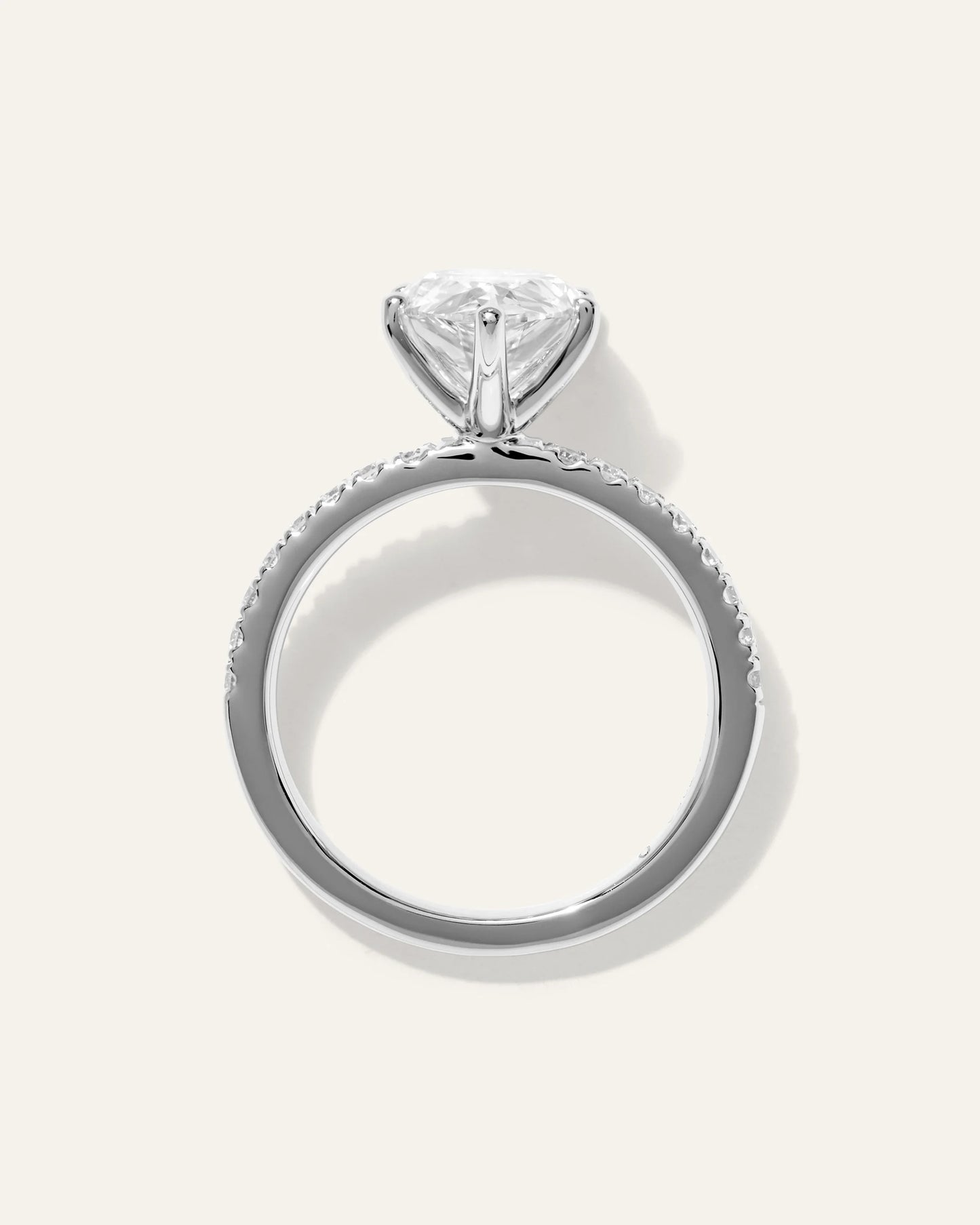 Lab Grown Diamond Pear Petite Pave Engagement Ring - 3ct - 4 / Yellow Gold