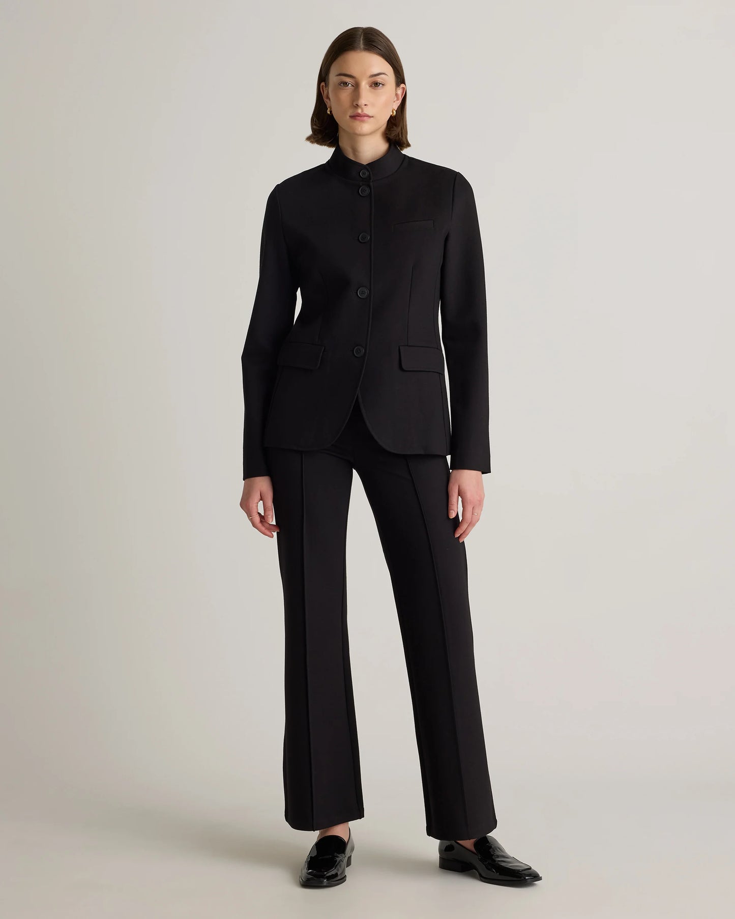 Ultra-Stretch Ponte Stand Collar Blazer - XS / Navy