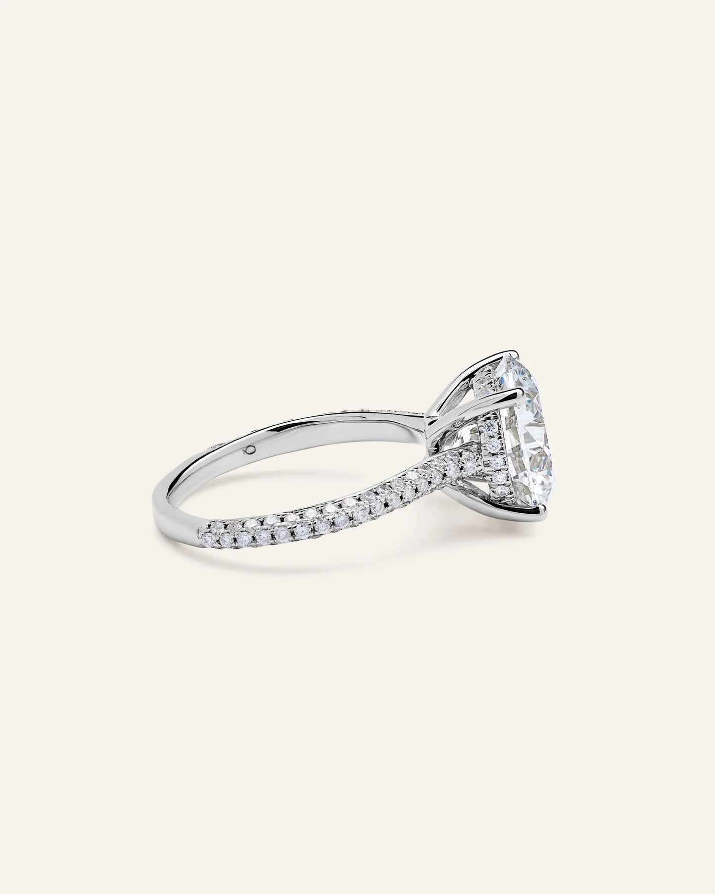 Lab Grown Diamond Round Pave Cathedral Engagement Ring - 5ct - 4 / Yellow Gold