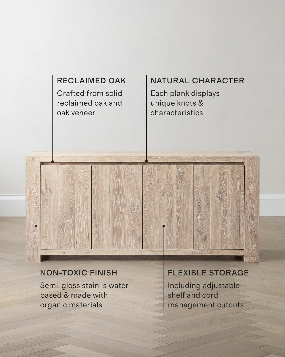 Reclaimed Oak Sideboard - One Size / Cafe Brown