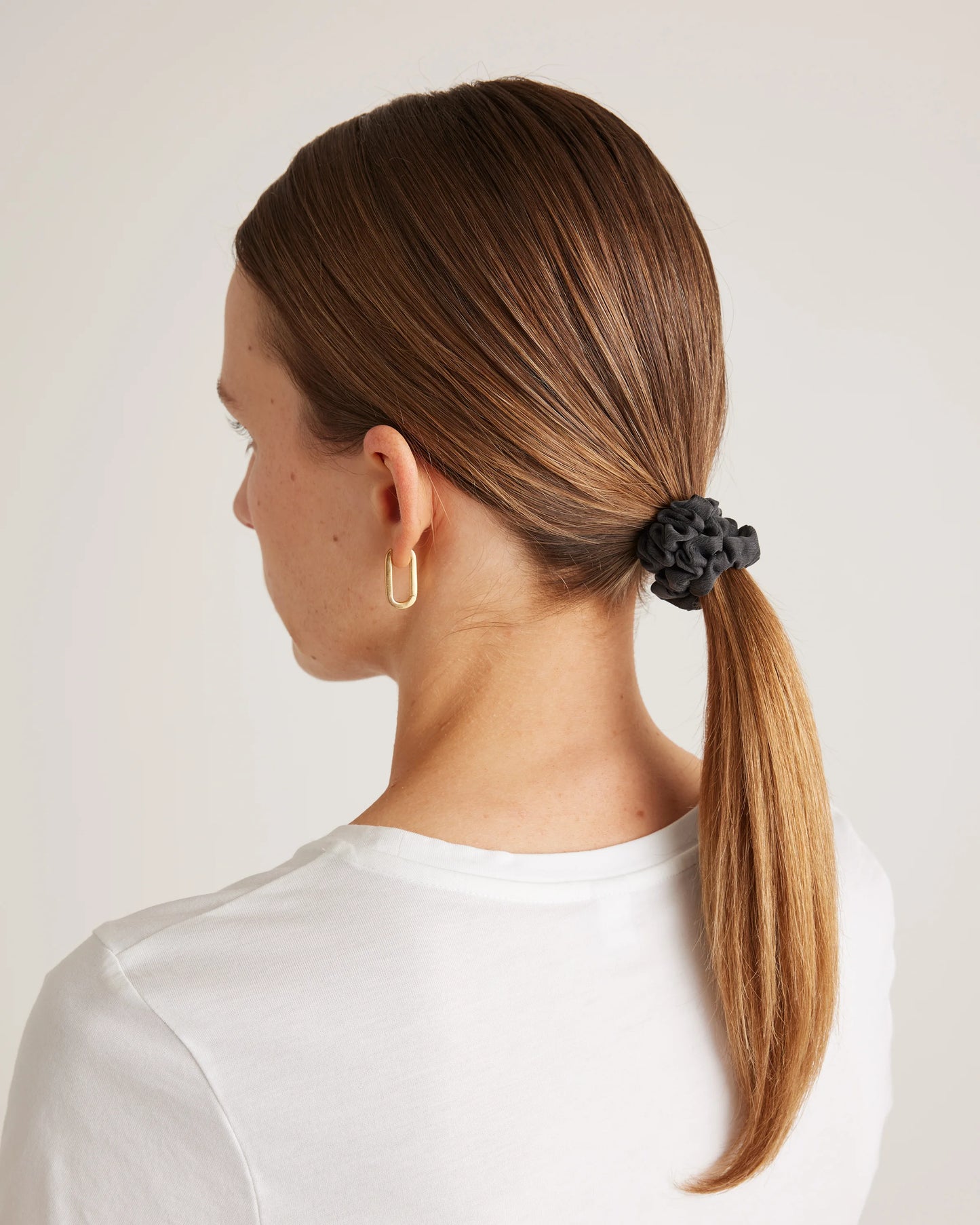 100% Washable Silk Skinny Scrunchies - One Size / Black/Ivory/Toasted Almond