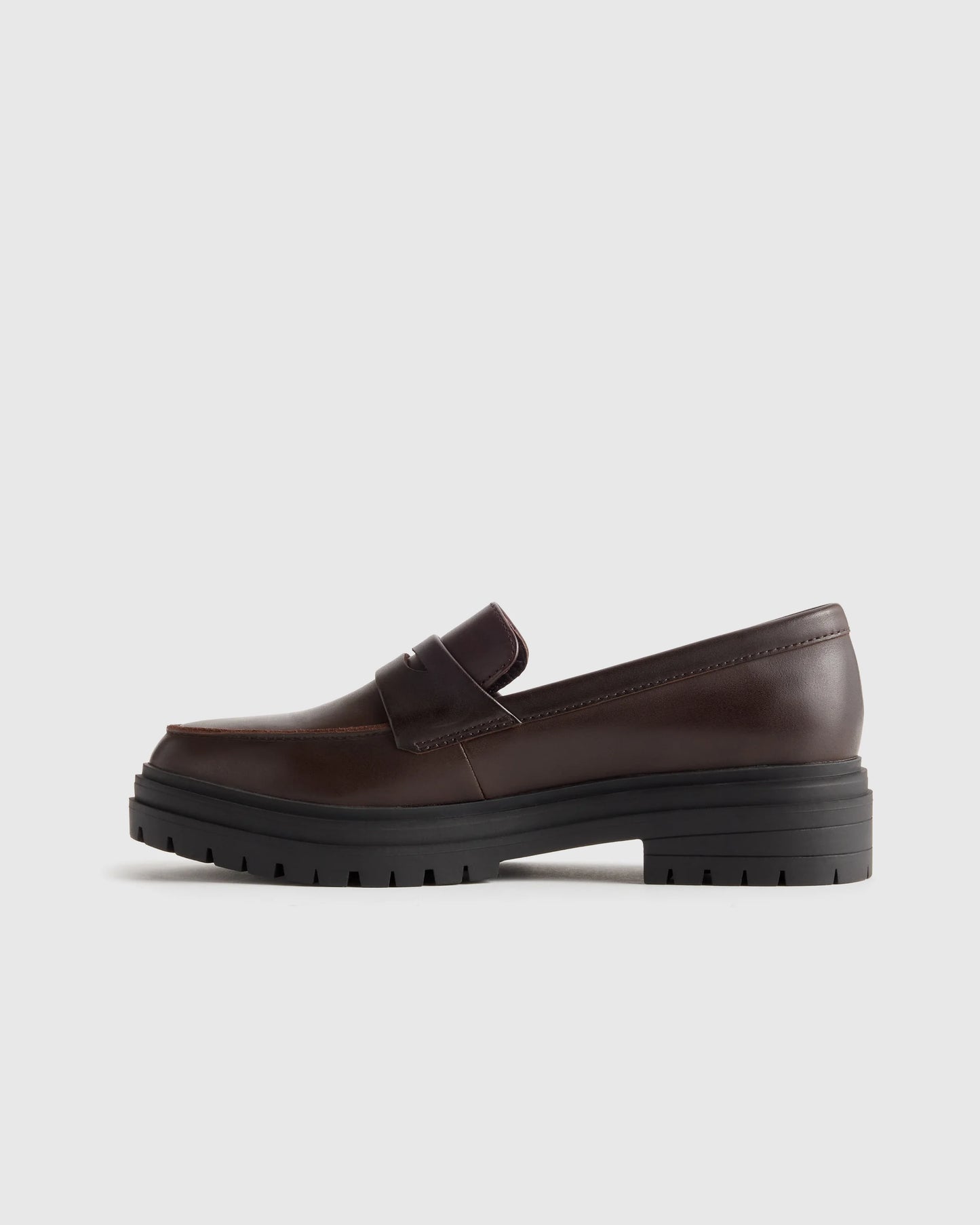Italian Leather Lug Sole Loafer - 5 / Black