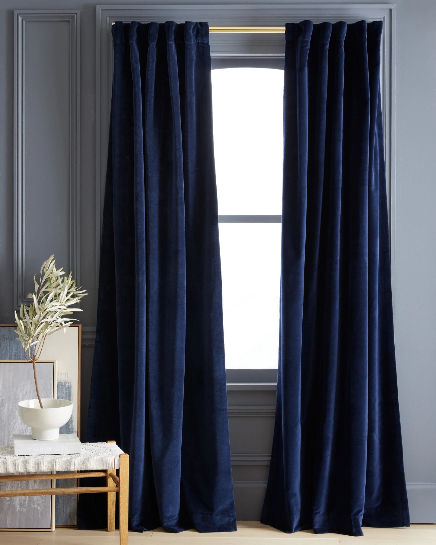 Cotton Velvet Room Darkening Curtain - Single Panel - 48x84 / Ivory