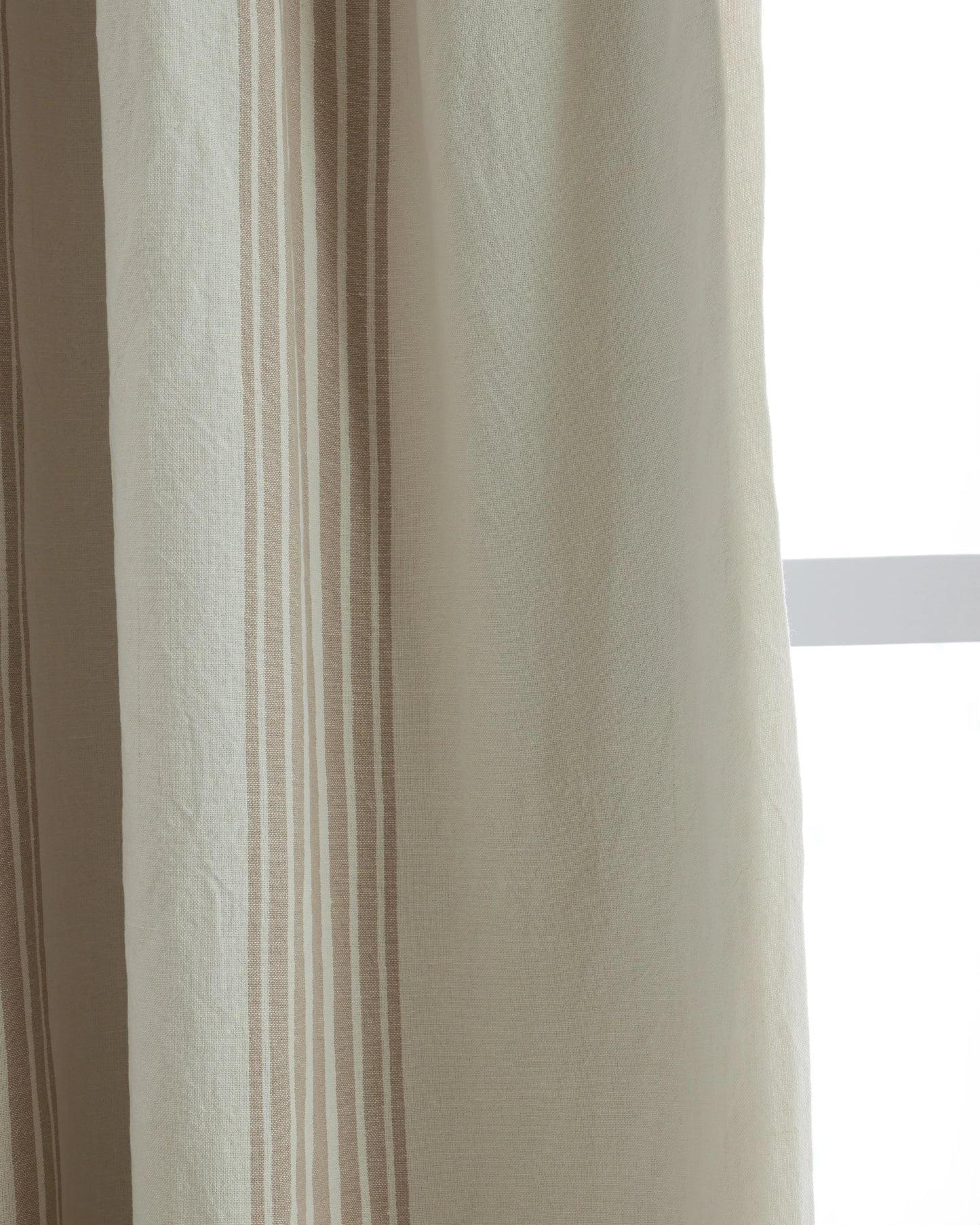 Coastal Stripe Linen Cotton Room Darkening Curtain - Single Panel - 48x84 / Ivory/Sage Green