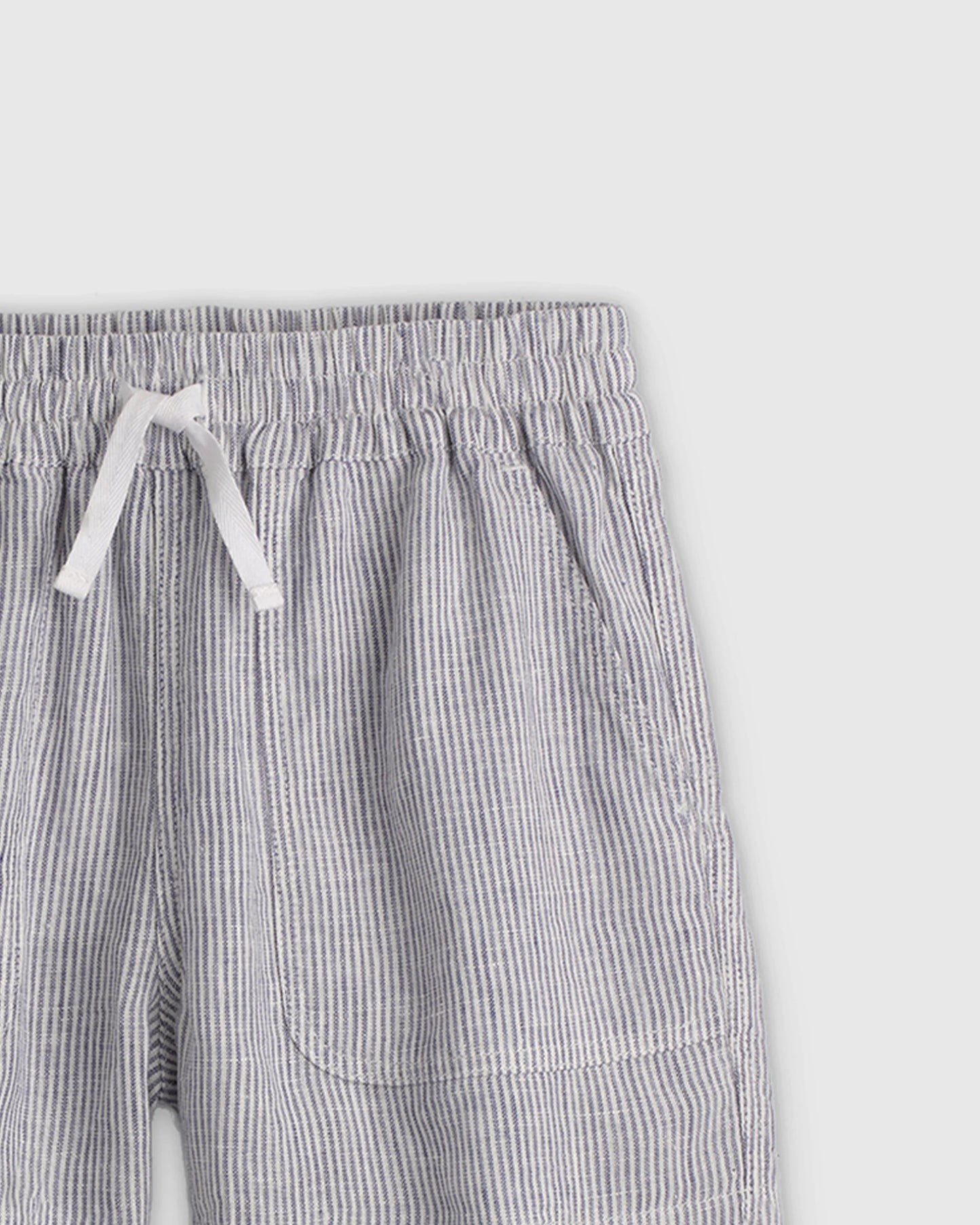 100% European Linen Drawstring Shorts - 2T / Vintage Pink Chambray