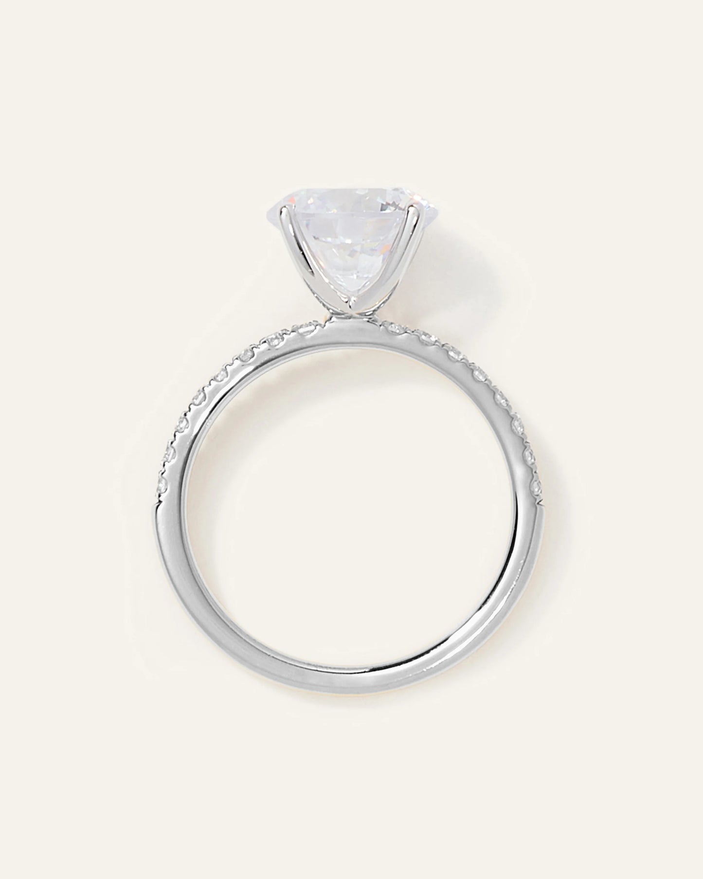Lab Grown Diamond Round Petite Pave Engagement Ring - 3ct - 4 / Yellow Gold