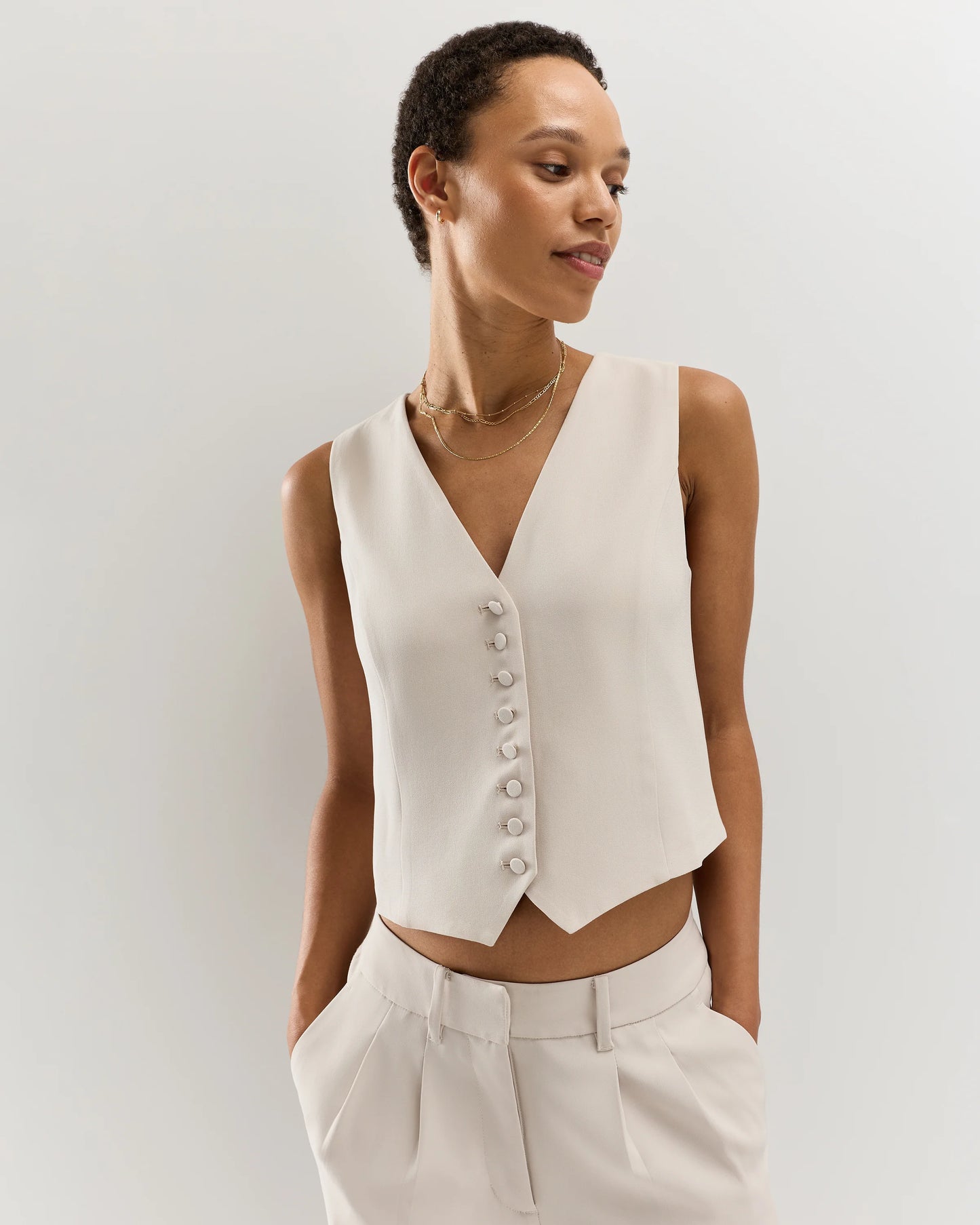 Fluid Crepe Vest - XS / Navy