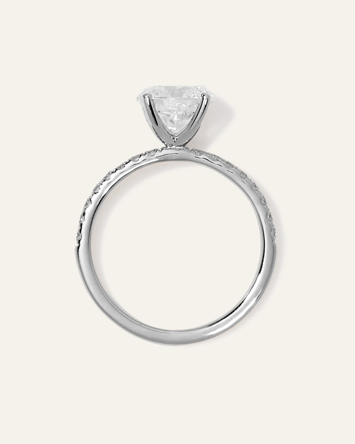 Lab Grown Diamond Round Petite Pave Engagement Ring - 2ct - 4 / Yellow Gold