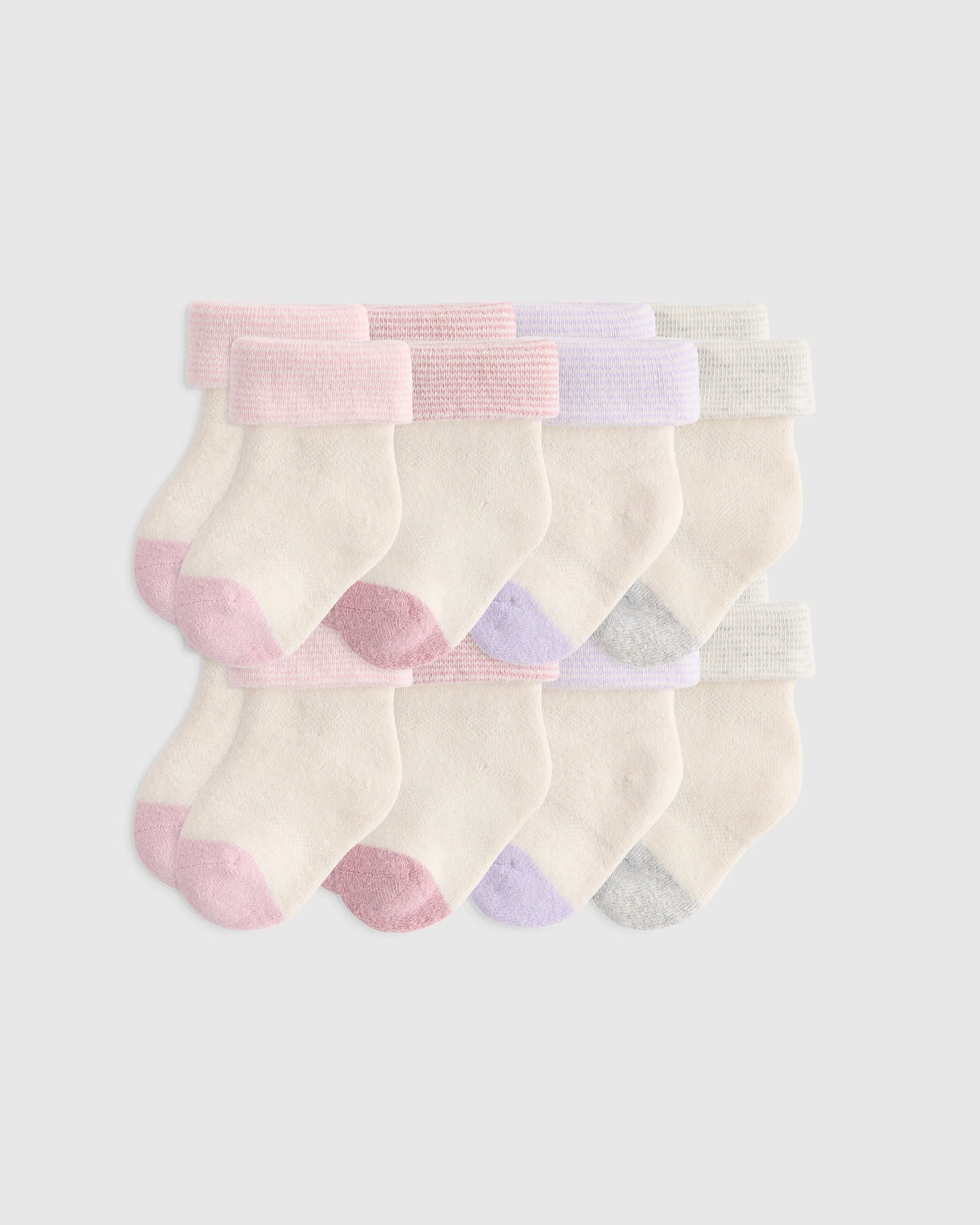 Organic Cotton Fold Over Socks 8-Pack - One Size / Blue Multi