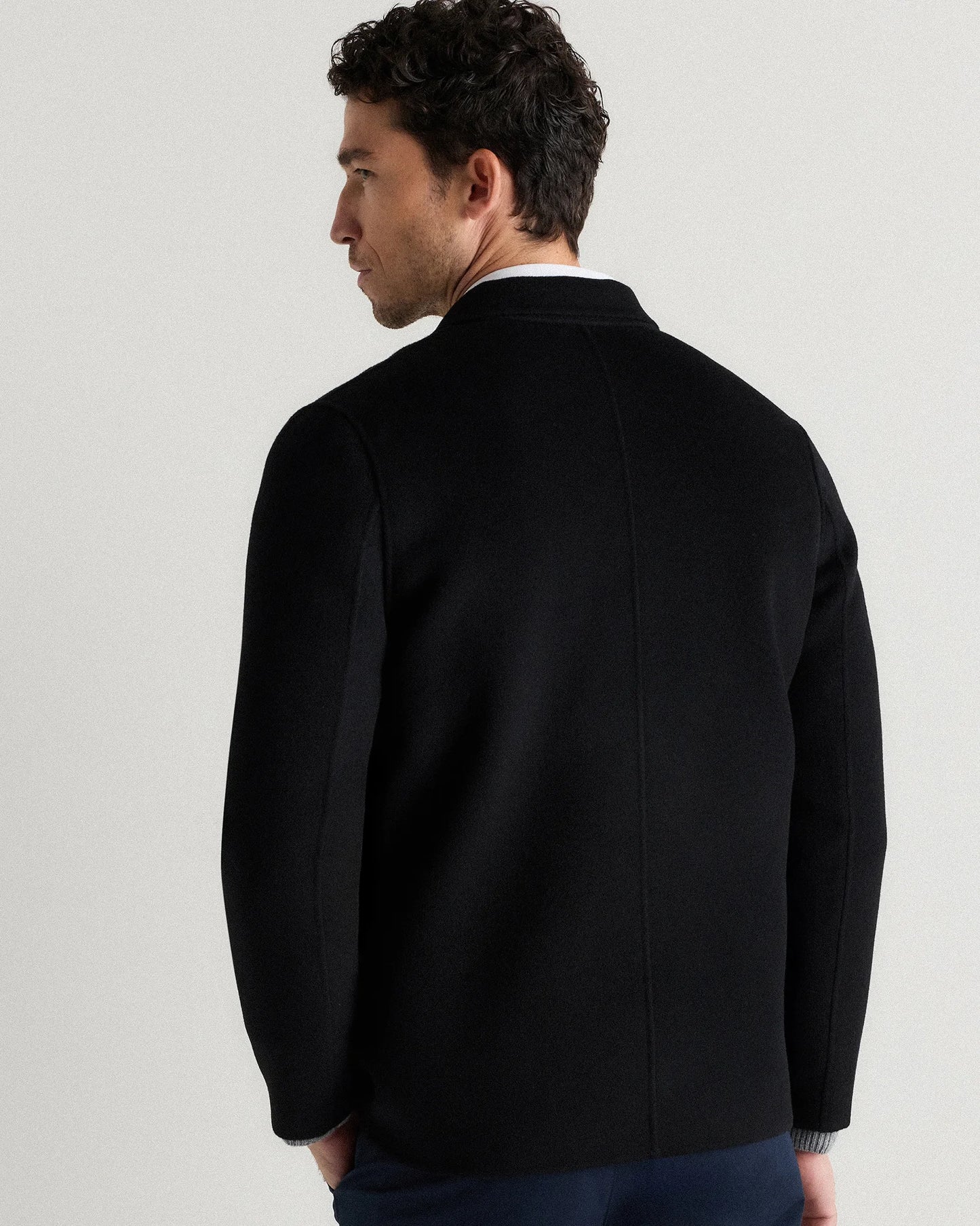100% Mongolian Cashmere Double-Faced Chore Blazer - S / Heather Charcoal