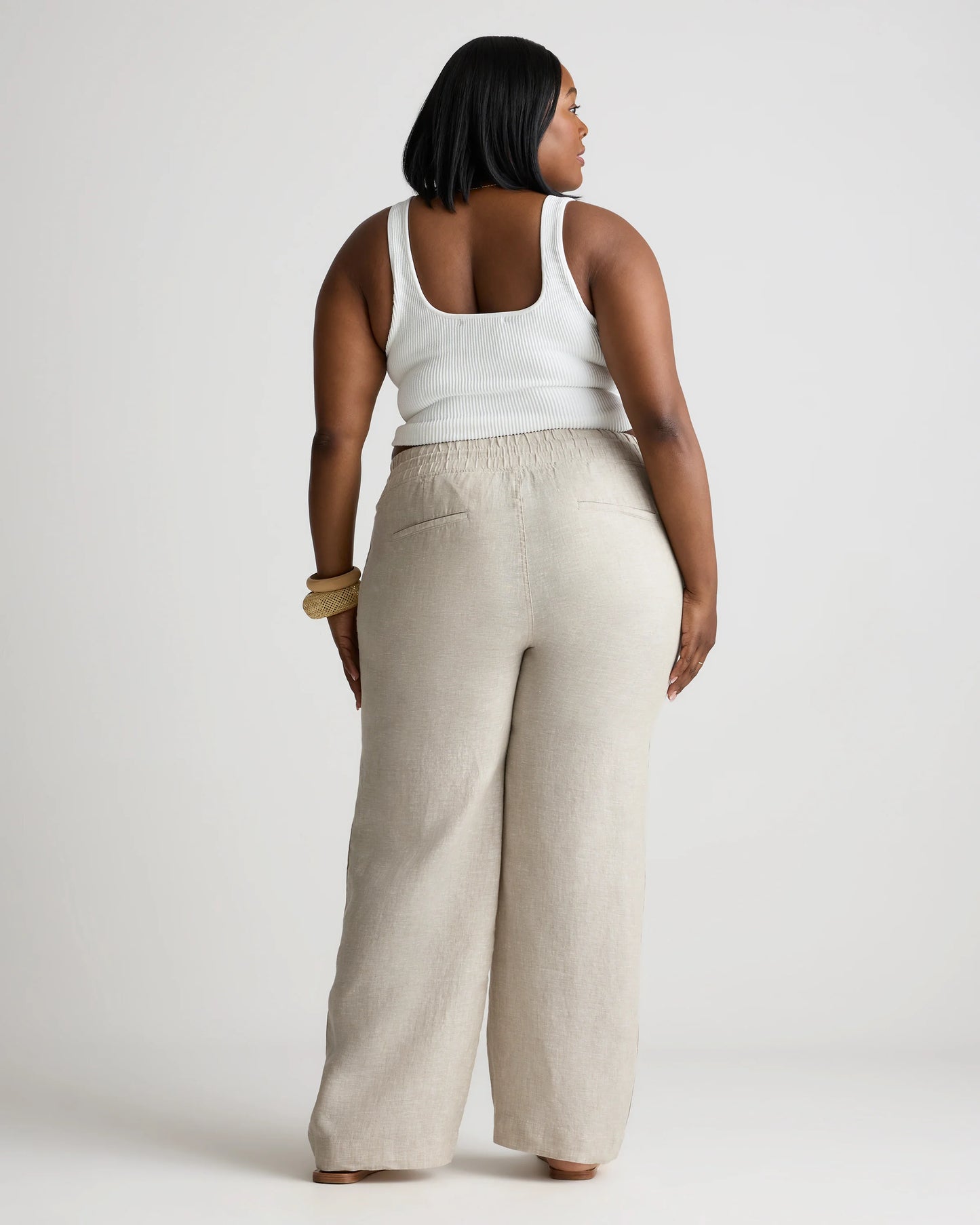 100% European Linen Wide Leg Pants - 1X / Bayberry Olive