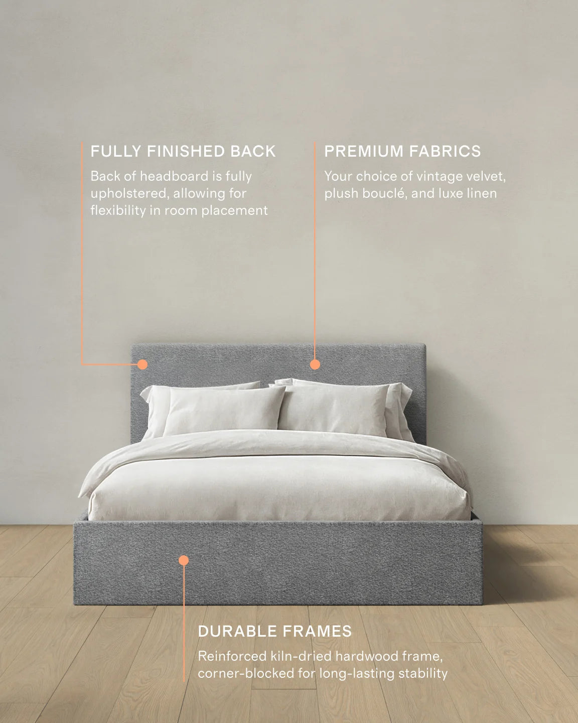 Plush Boucle Square Bed - Full / Ivory
