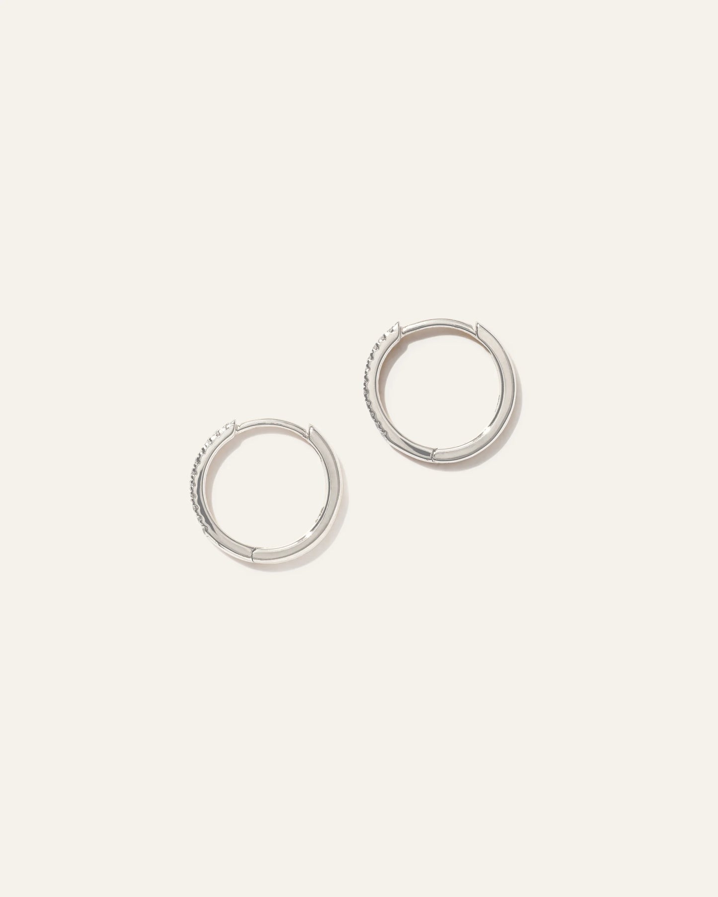 14K Gold Diamond Pave Hoops - One Size / Yellow Gold