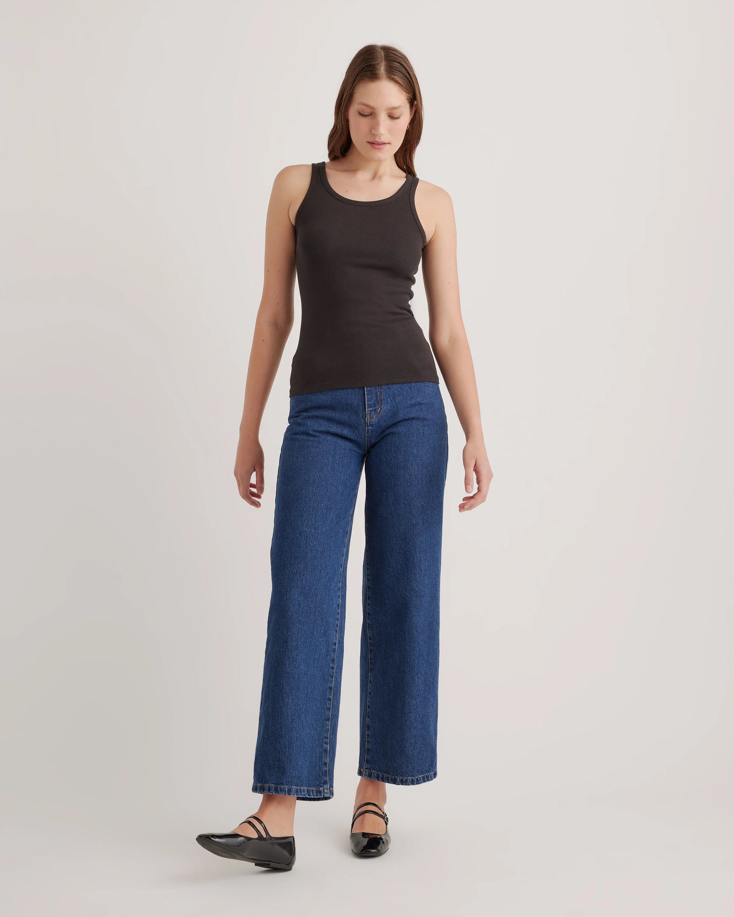 Organic Cotton Micro-Rib Scoop Neck Tank - XS / Moonstone Blue