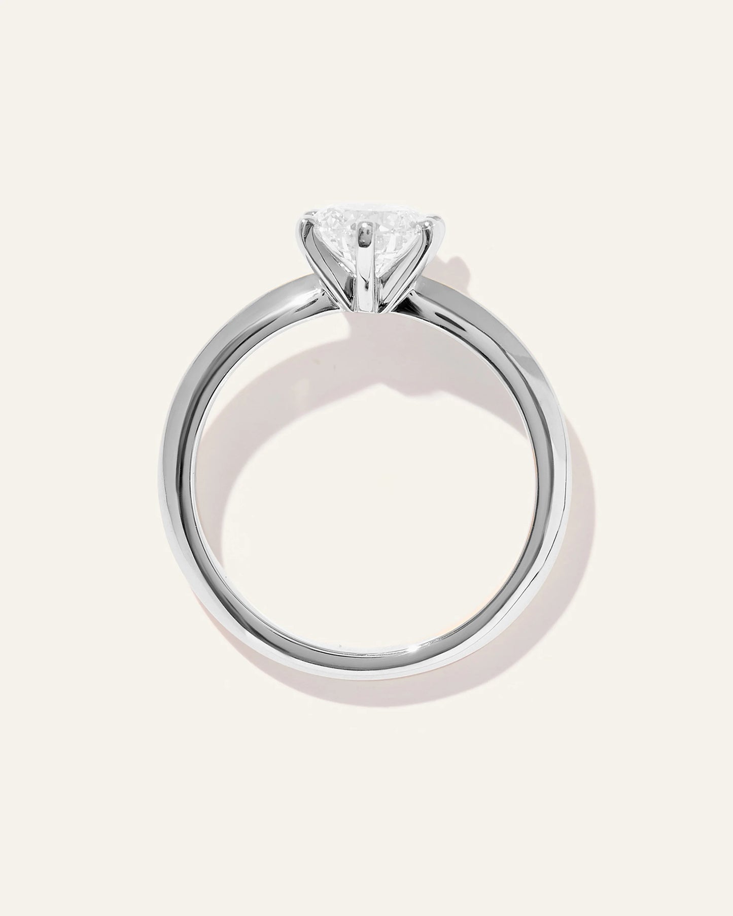 Lab Grown Diamond Round Six Prong Knife Edge Engagement Ring - 1ct - 4 / Yellow Gold